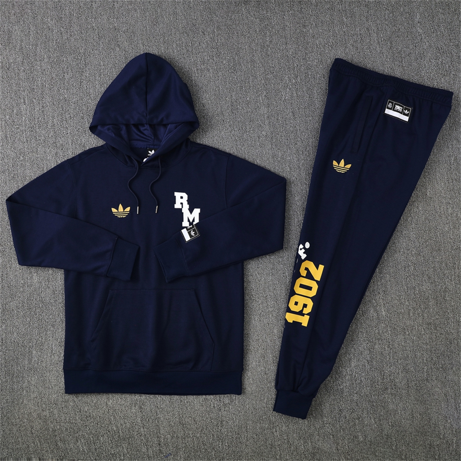 AlphaJersey-Real Madrid 25-26 Originals Varsity Hoodie Set - Deep Blue Hoodie and Pants