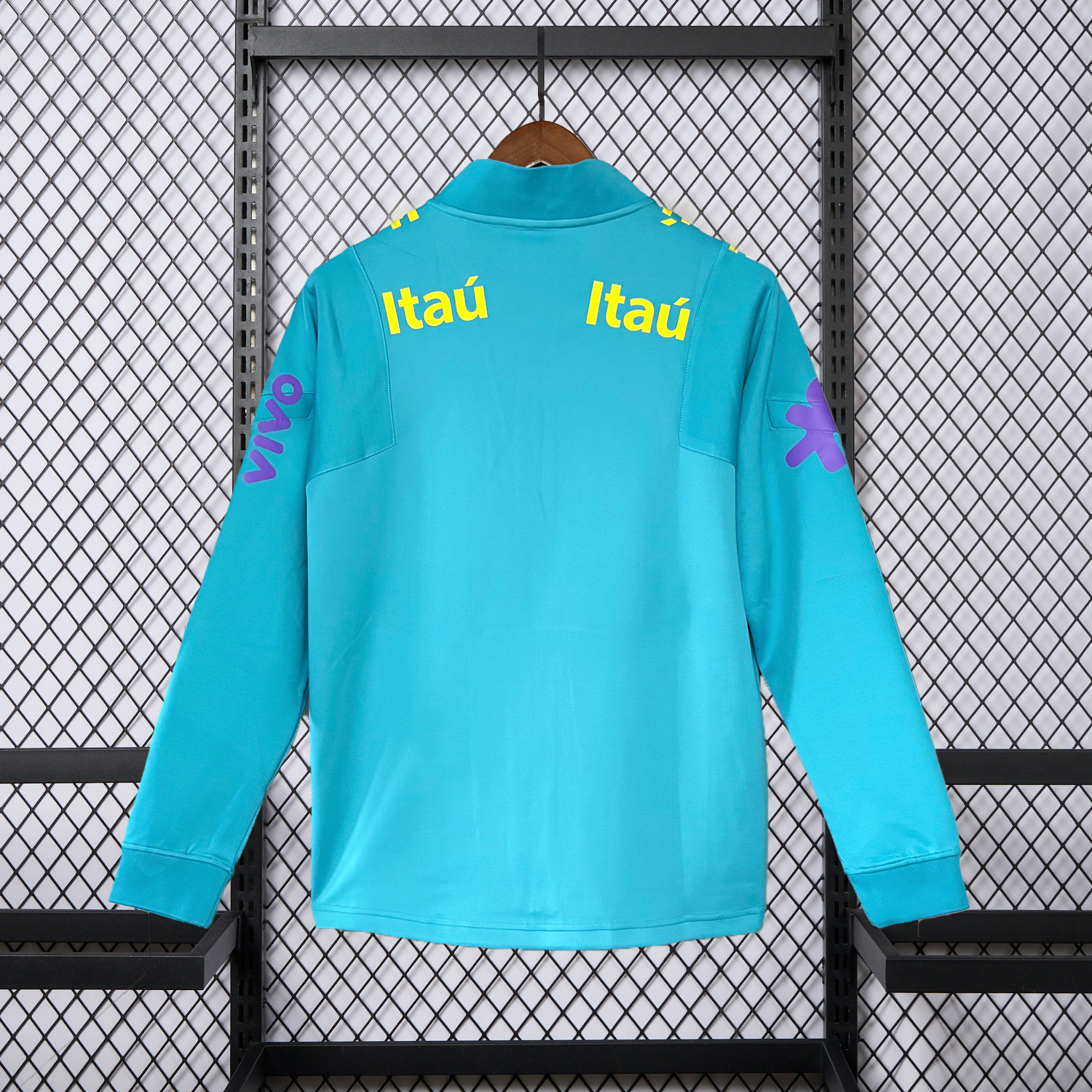 AlphaJersey-Retro Brazil 2022 Pre-Match Cyan Unsponsored Windbreaker