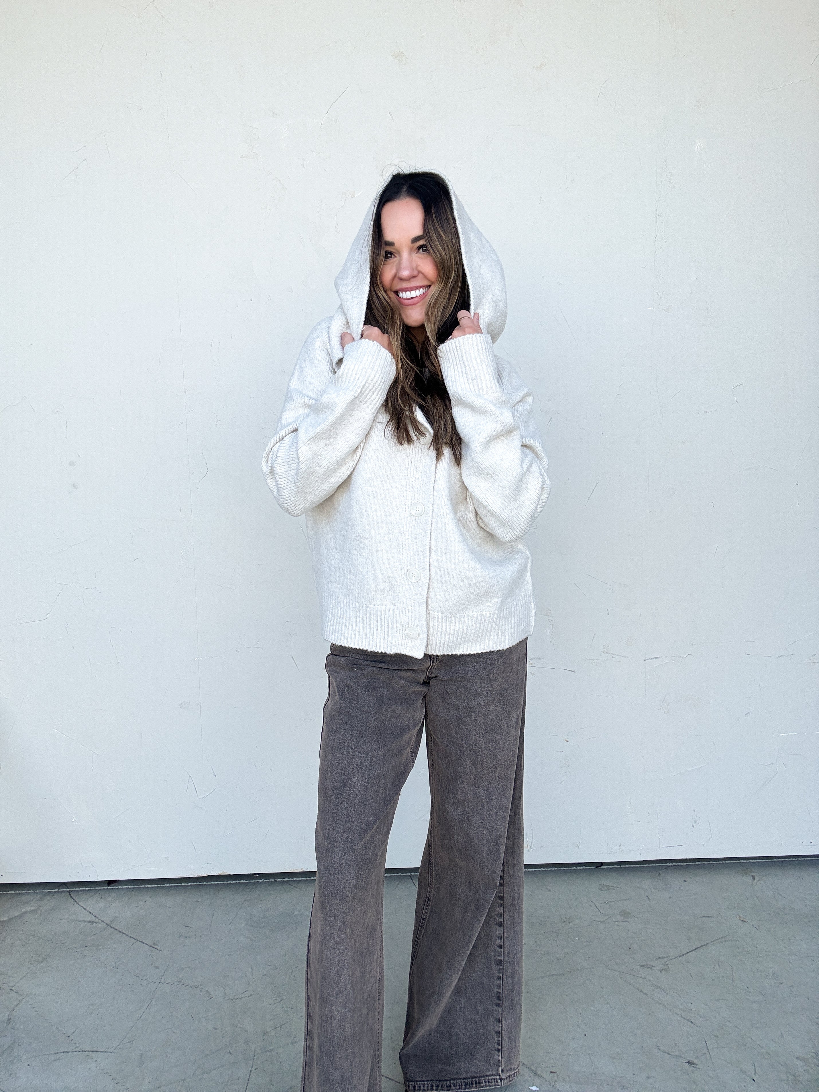 Oatmeal Hooded Cardigan | Elegant Women's Fashion by coolavocek