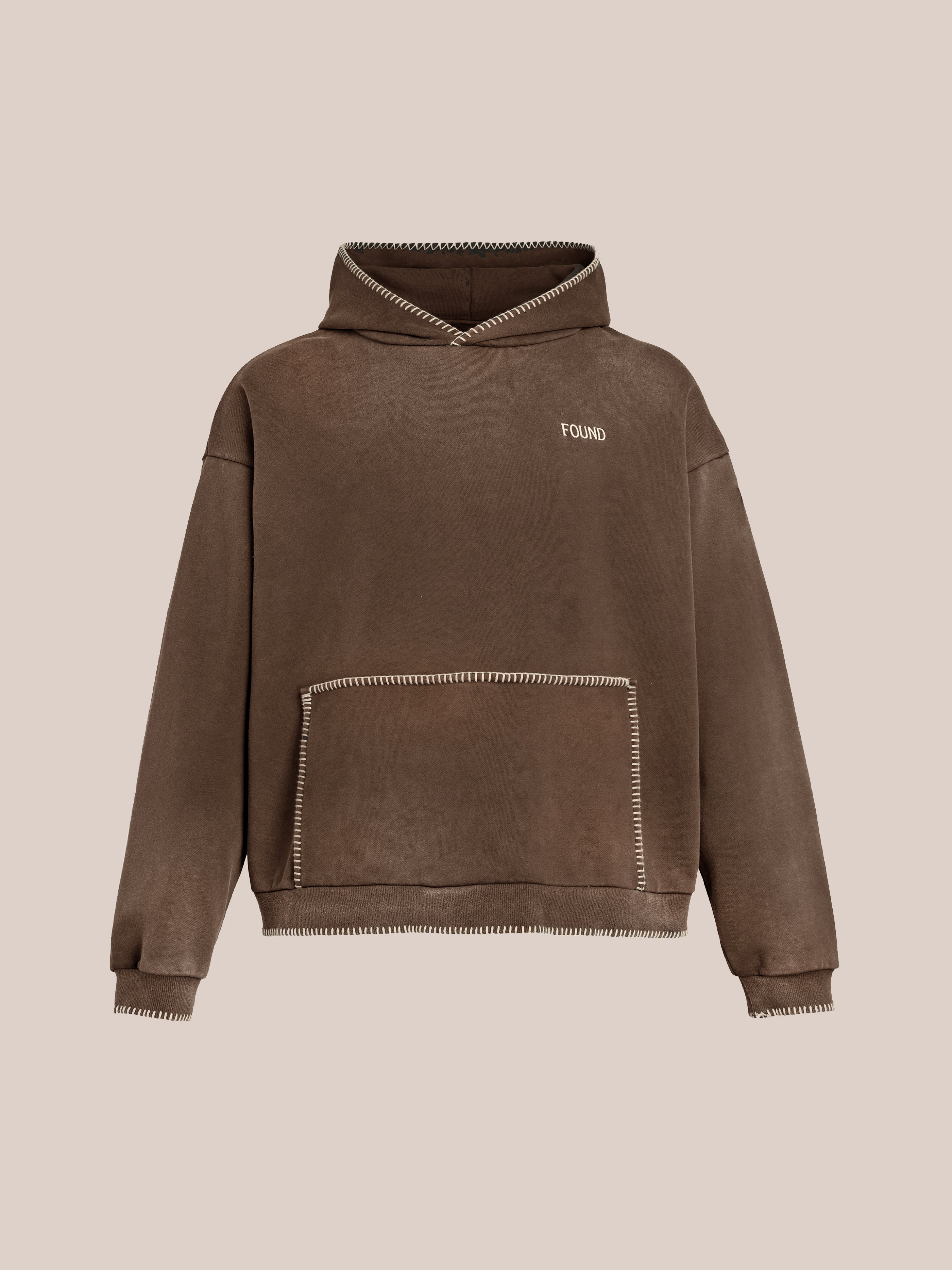 Stitched Border Distressed Logo Hoodie | Modern Menswear by yycbvcnbmmnbm