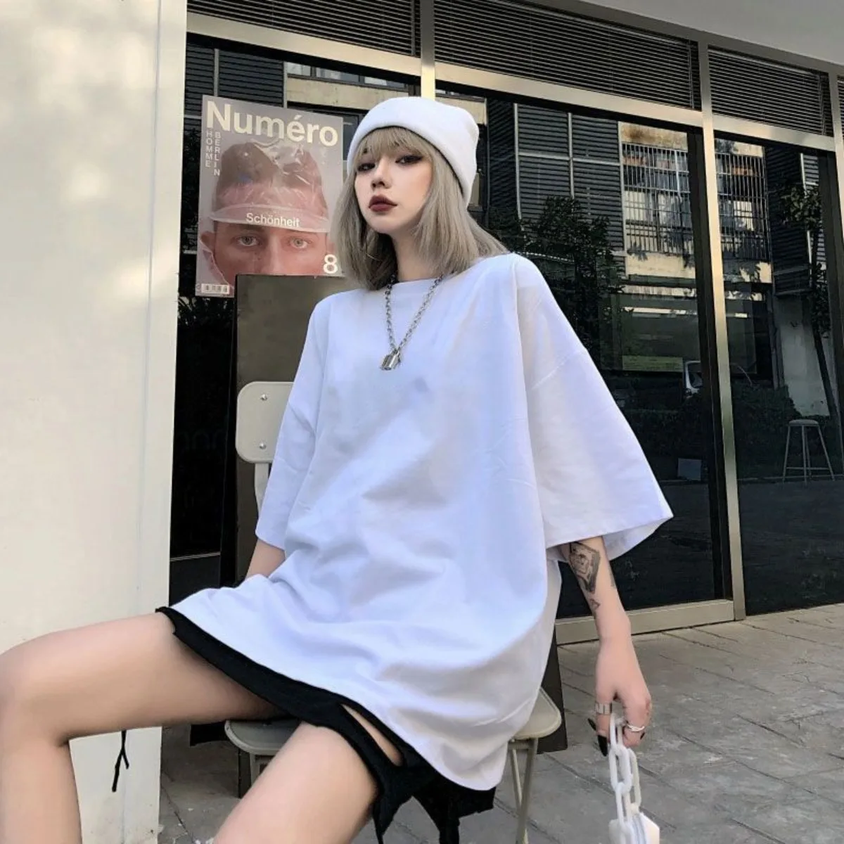 2024 New Summer Pure Cotton Short Sleeved T-shirt for Women Korean Version Loose Casual Versatile Hong Kong Style Top Clothing