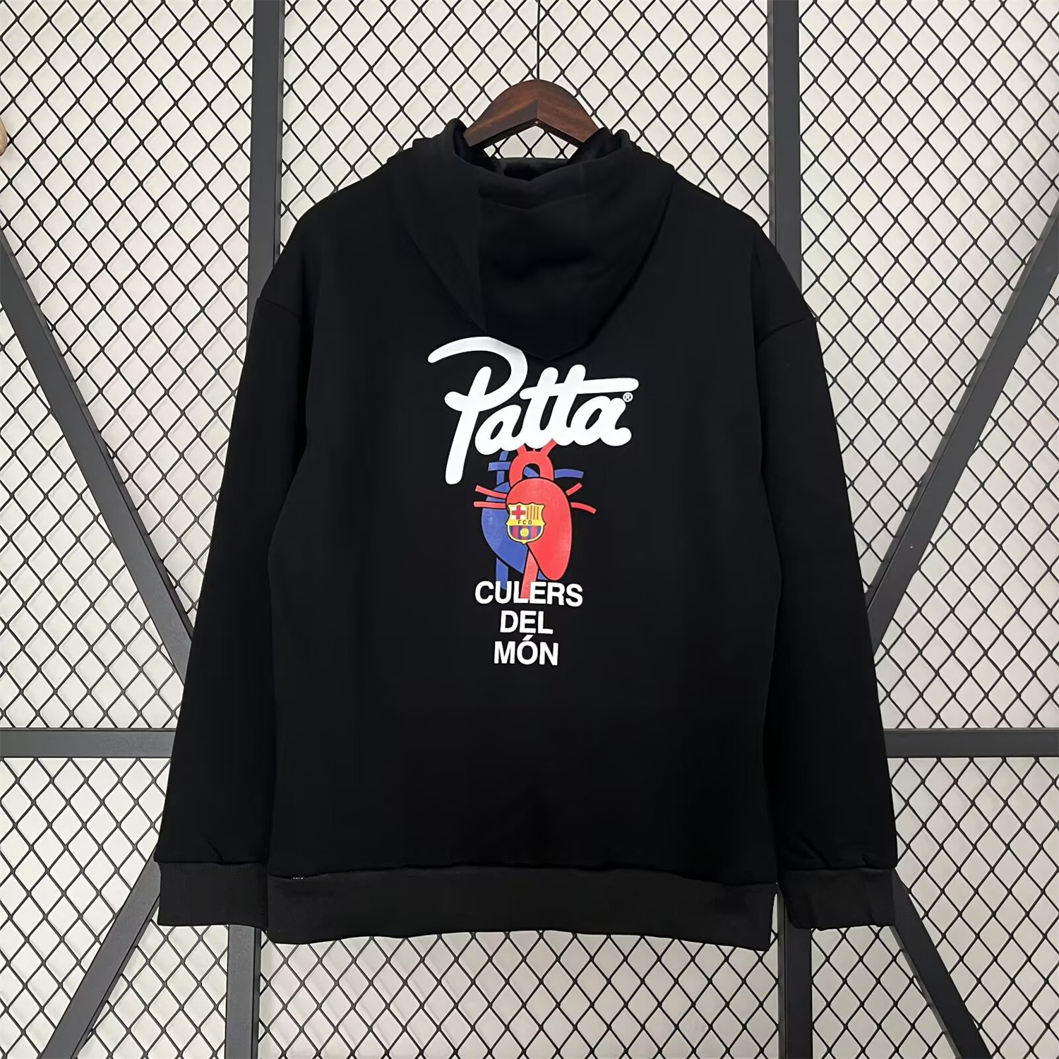 AlphaJersey-Barcelona x Patta 25-26 Black Unisex Pullover Hoodie