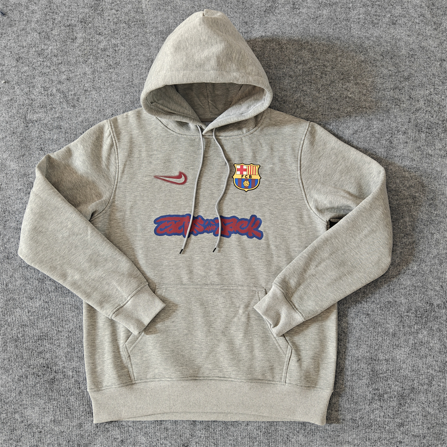 AJ-AlphaJersey-Barcelona x Travis Scott Team Logo On Both Sides Unisex Pullover Hoodie