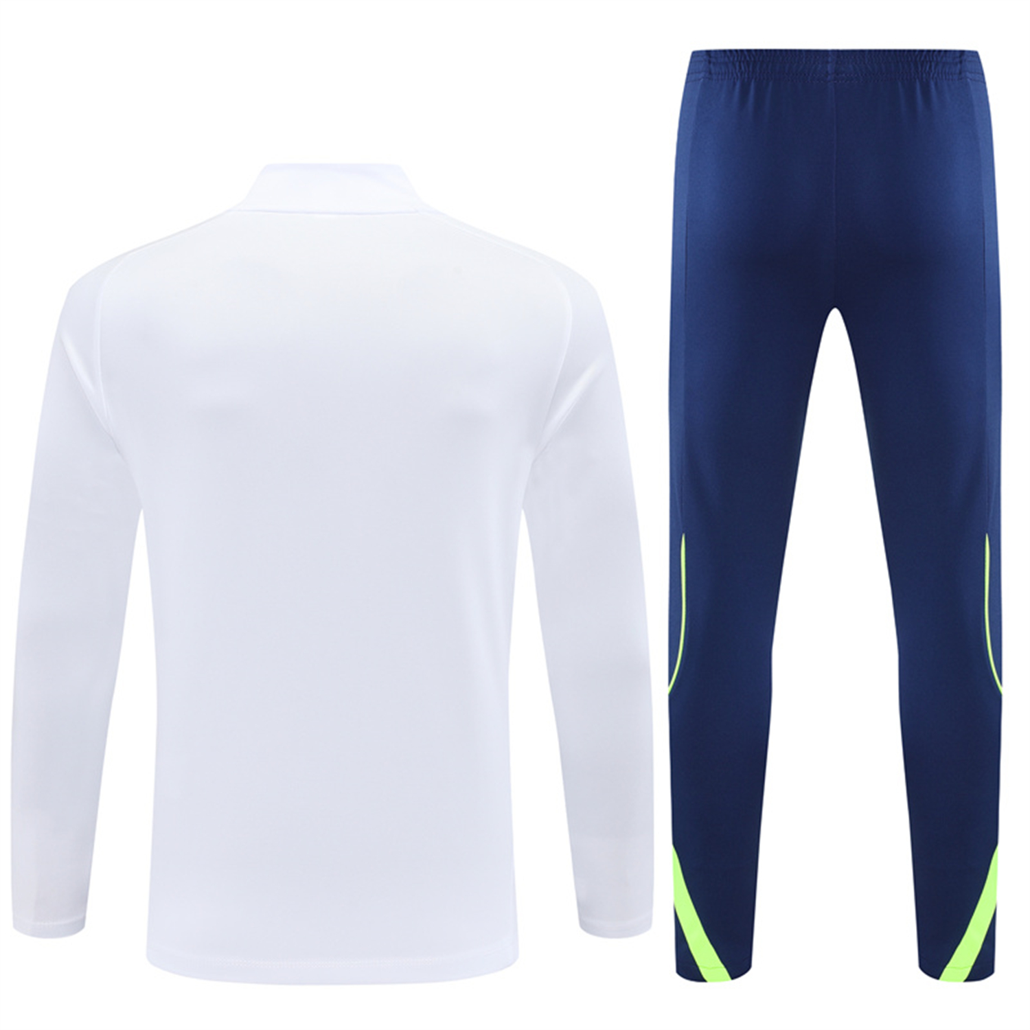 AlphaJersey-Real Madrid 25-26 Kids Long Sleeves Training Set - Green Line White Top and Blue Pants
