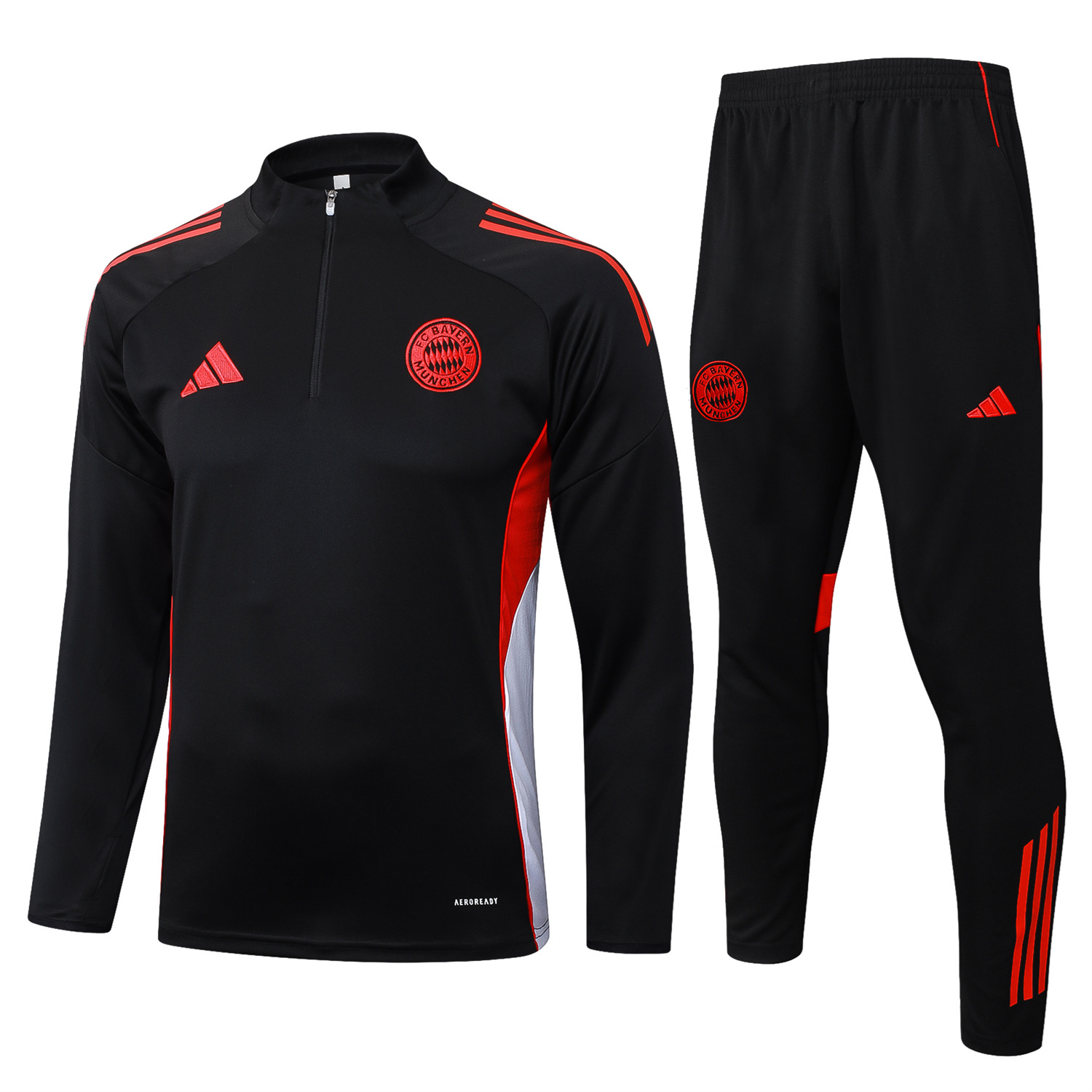 AlphaJersey-Bayern Munich 25-26 Long Sleeves Training Set - Black Top & Pants with Orange Badge