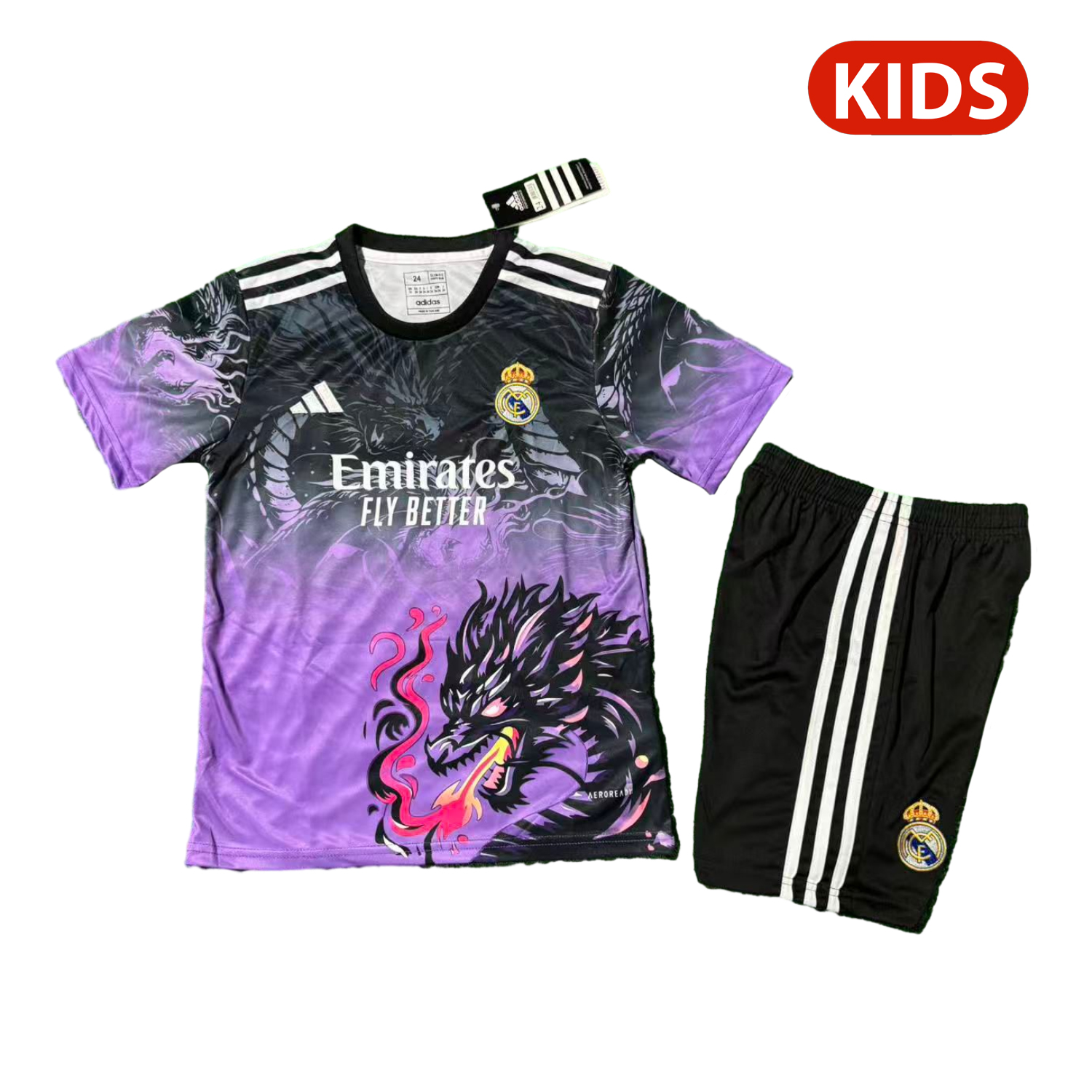 AlphaJersey-Real Madrid 25-26 Black Dragon Purple Special Kids Kit