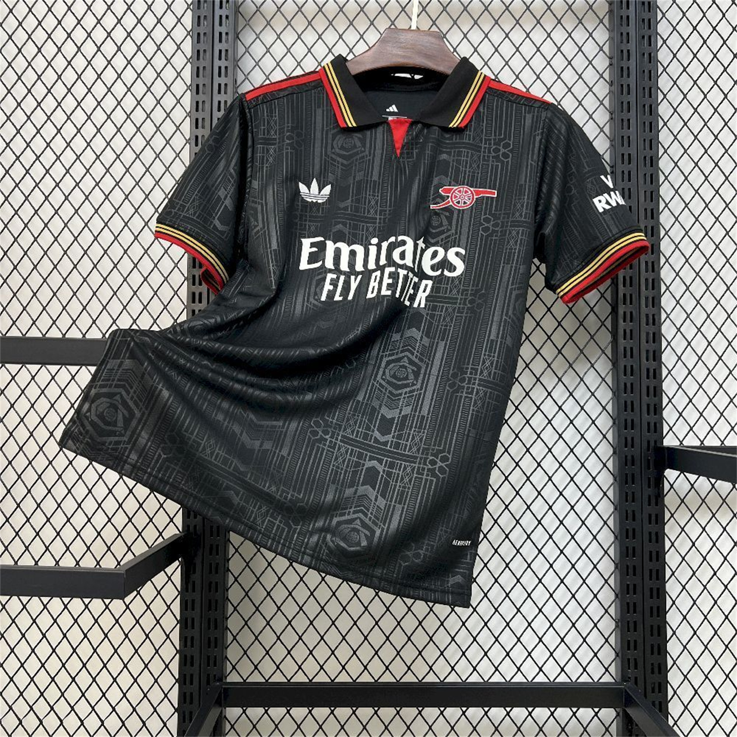 AlphaJersey-Arsenal 25-26 Black POLO Throwback Trefoil Jersey - Fans Version