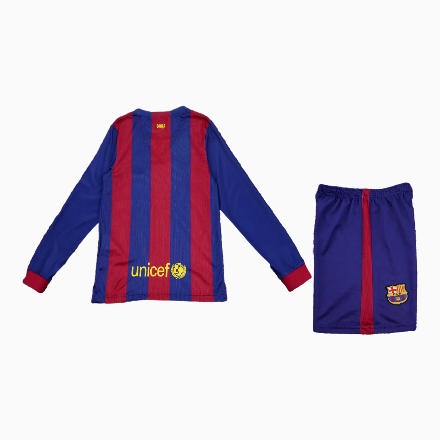 AlphaJersey-Retro Barcelona 2015-16 Home Long Sleeves Kids Kit