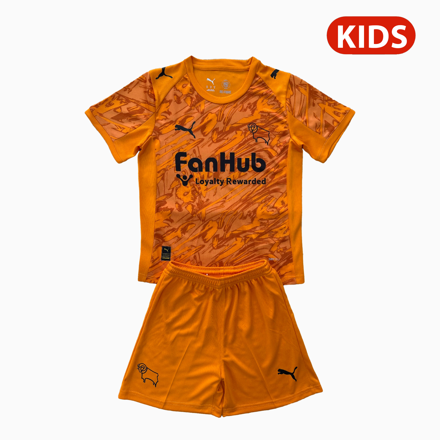 AlphaJersey-Derby County 25-26 Orange Goalkeeper Kids Kit