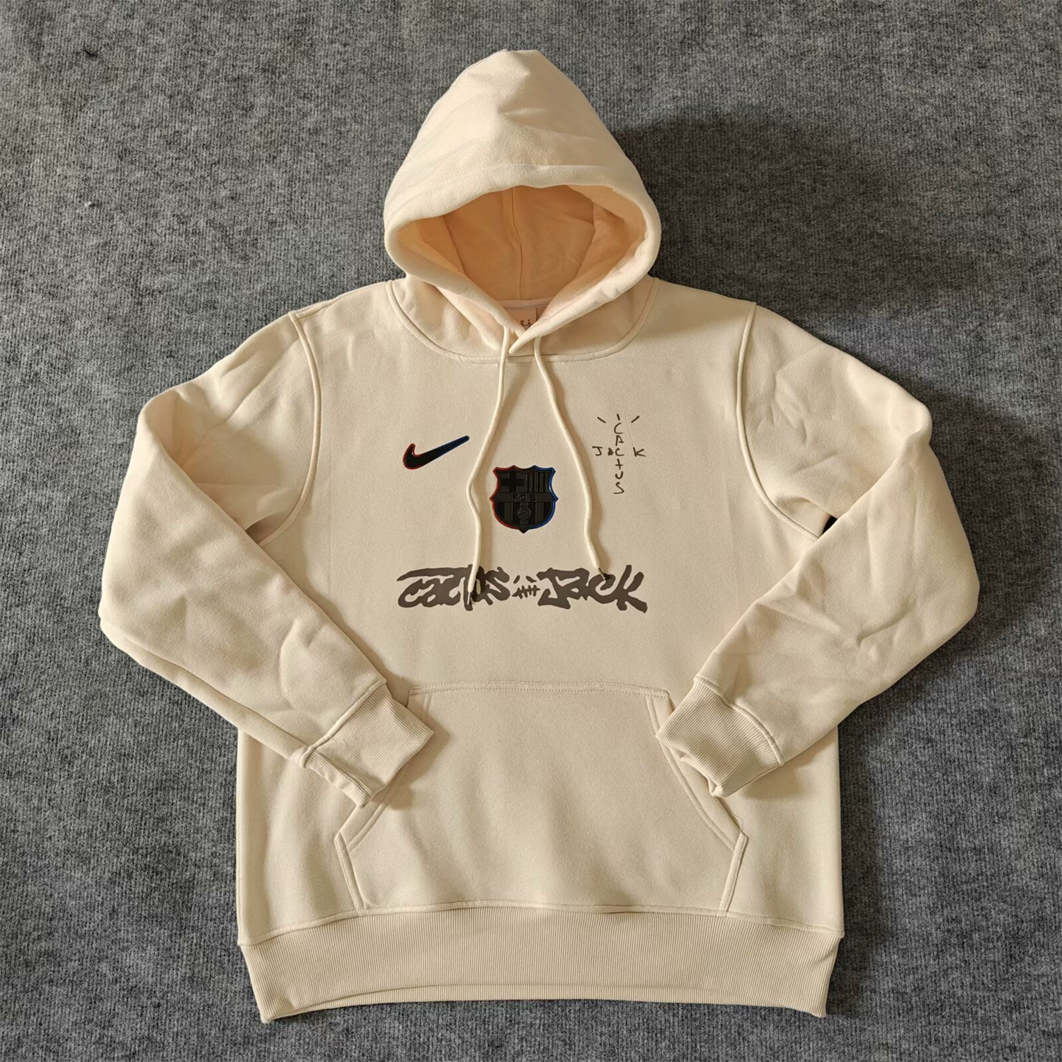 AlphaJersey-Barcelona x Travis Scott Team Logo Centered Unisex Pullover Hoodie