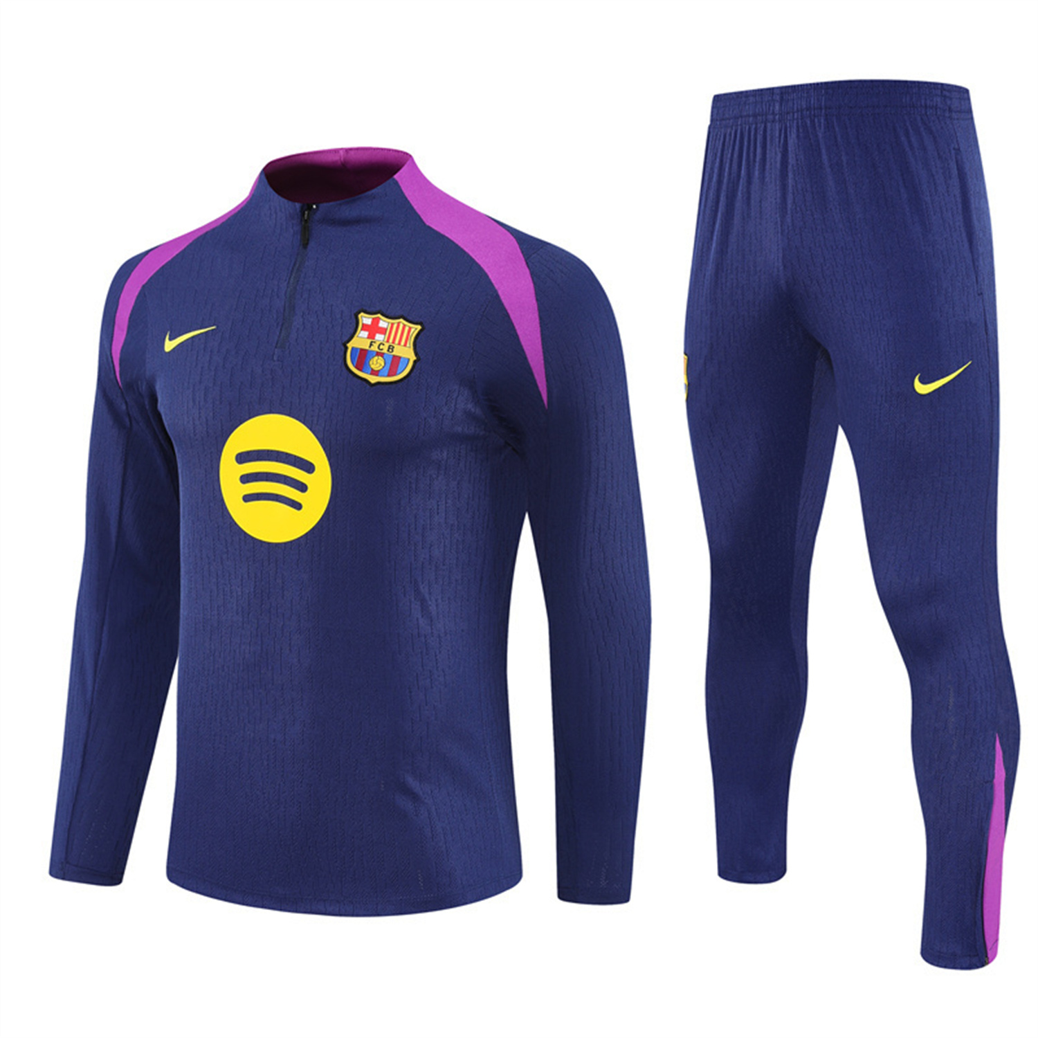 AlphaJersey-Barcelona 25-26 Long Sleeve Training Set - Royal Blue Top Yellow Sponsor & Royal Blue Pants
