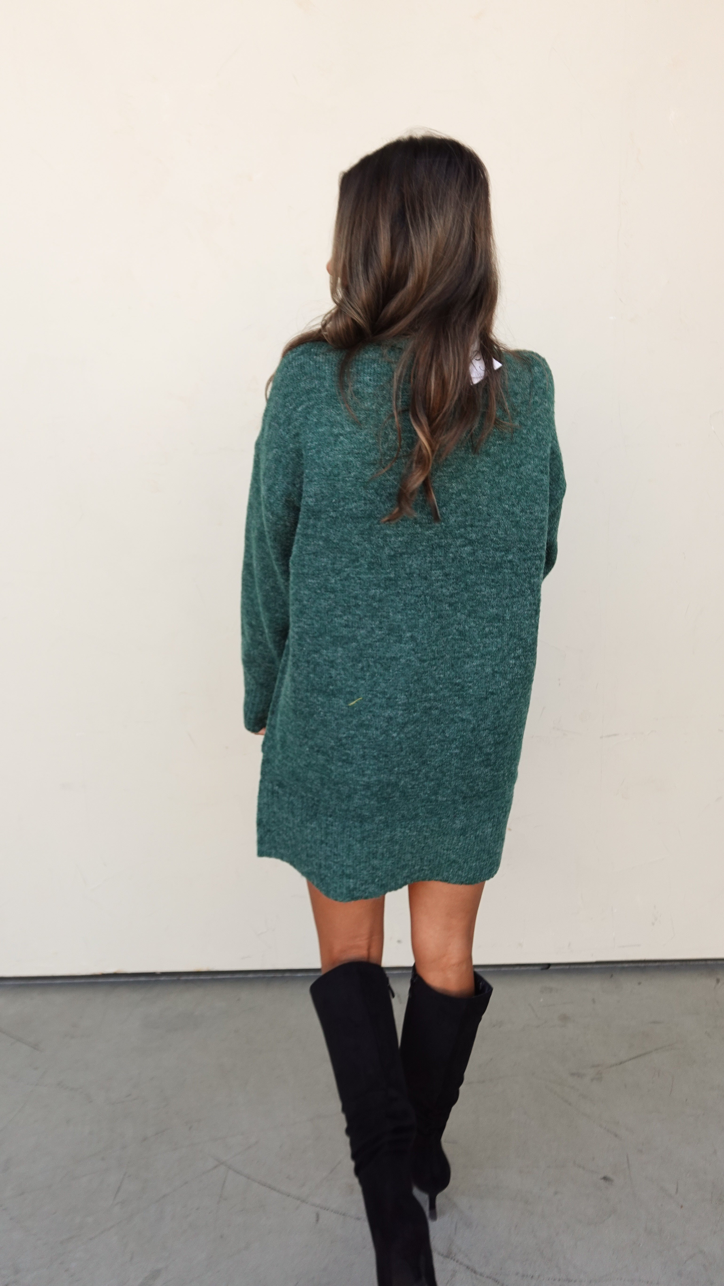 Green High Neck Sweater Dress | Elegant Women's Fashion by coolavocek
