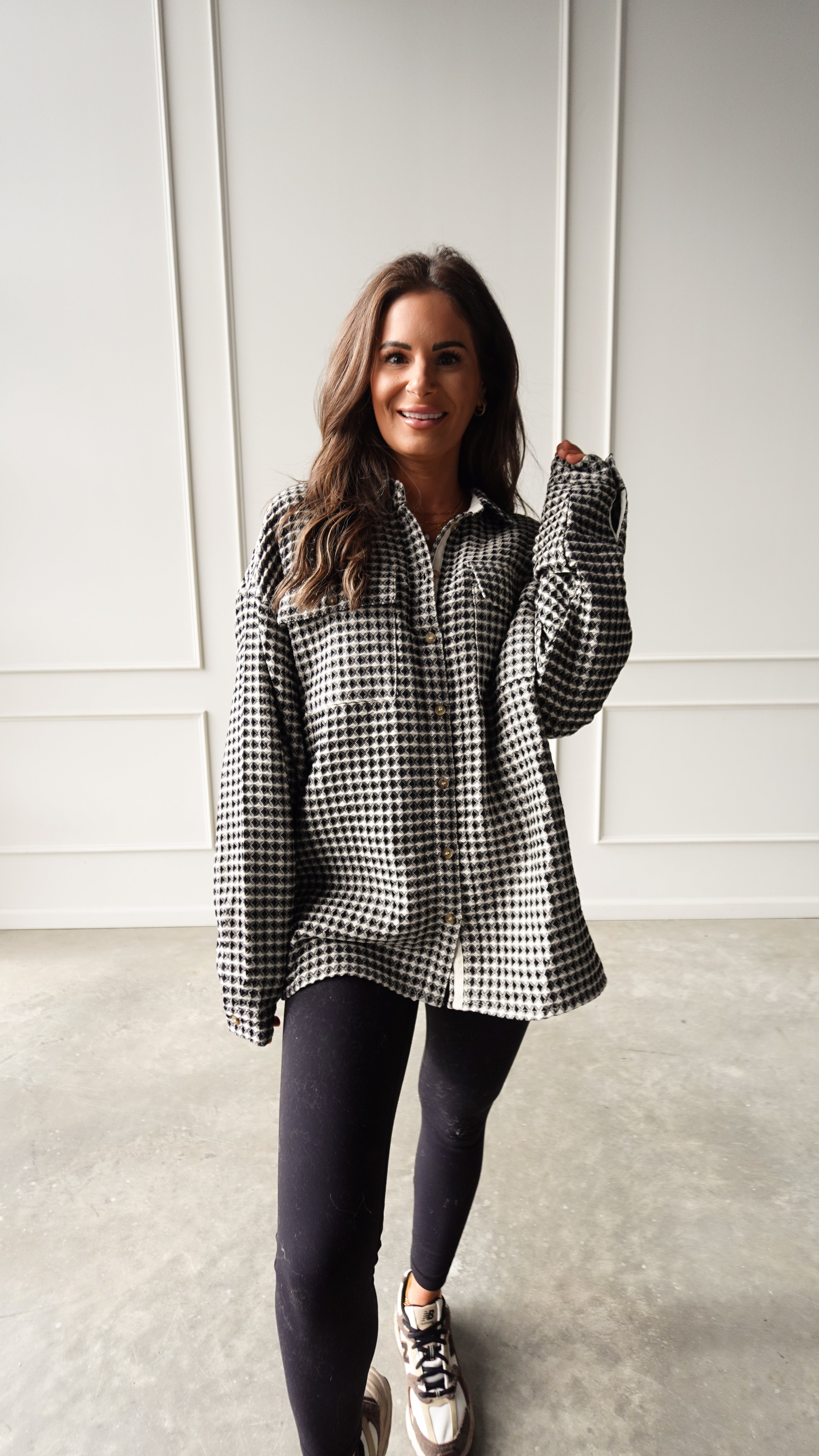 Patterned Waffle Textured Oversized Shacket | Elegant Women's Fashion by coolavocek
