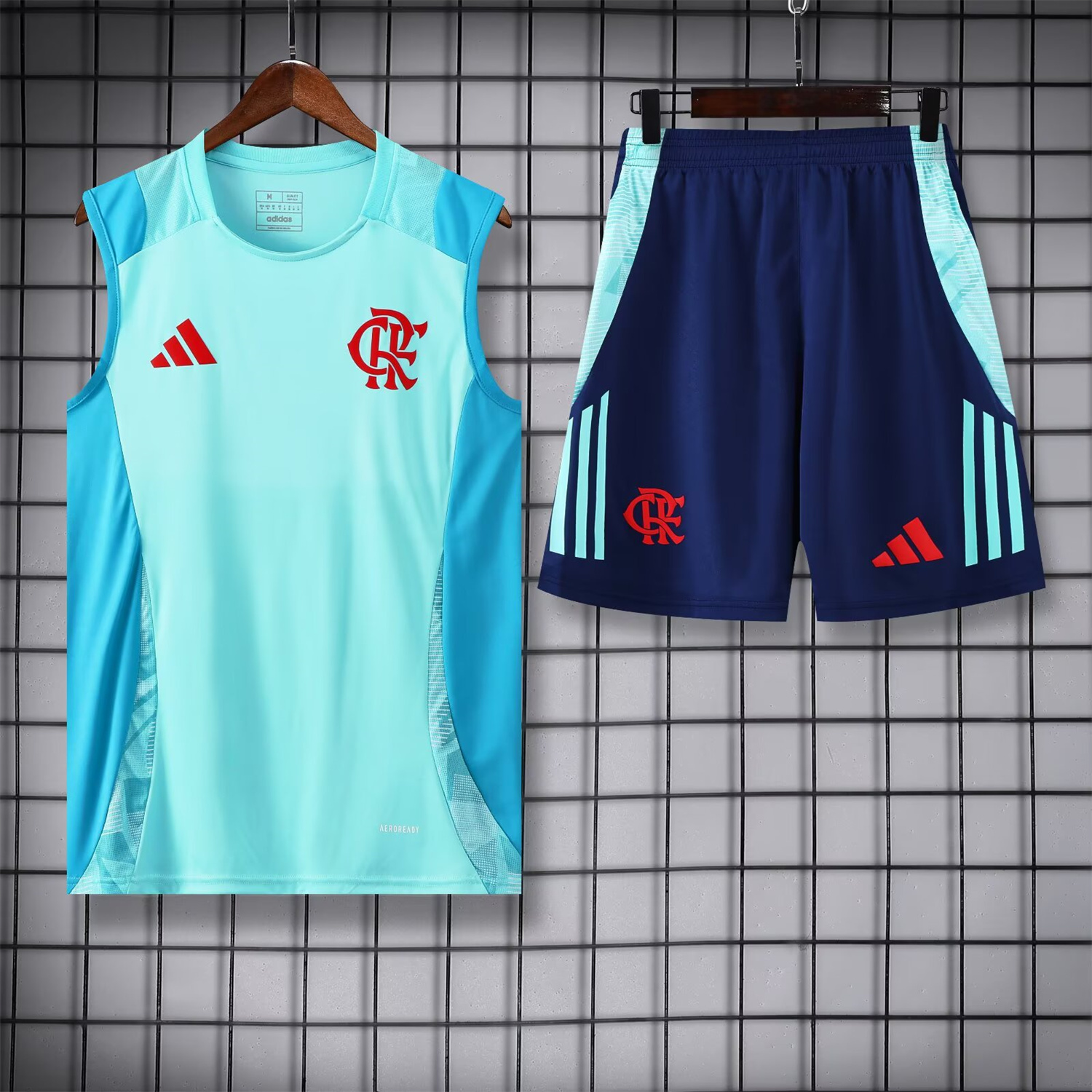AlphaJersey-Flamengo 25-26 Vest Training Set - Light Blue With Royal Blue