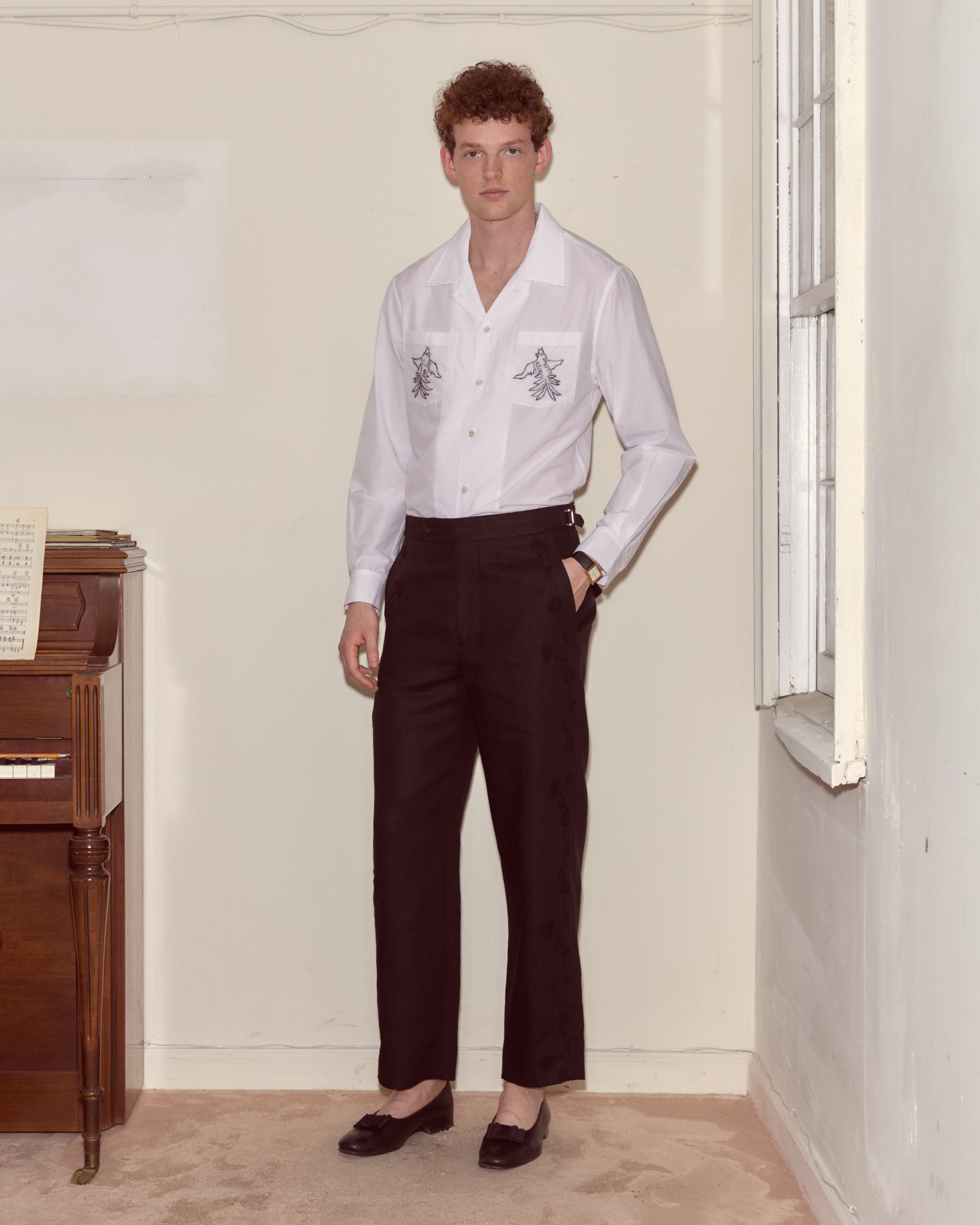Snowdrop Linen Side-Buckle Trousers | Modern Menswear by yycbvcnbmmnbm