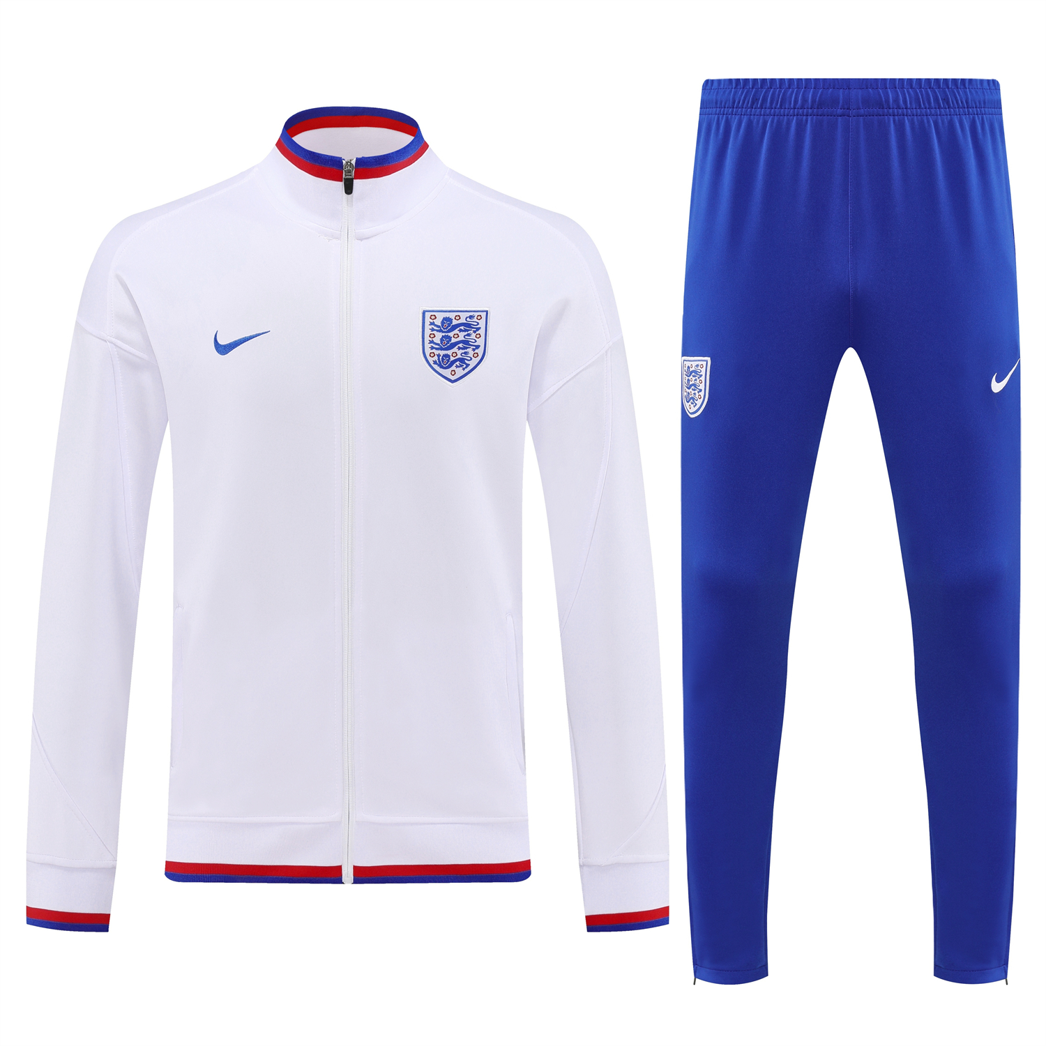 AlphaJersey-England 2026 Long Sleeve Training Set - White Top and Blue Pants