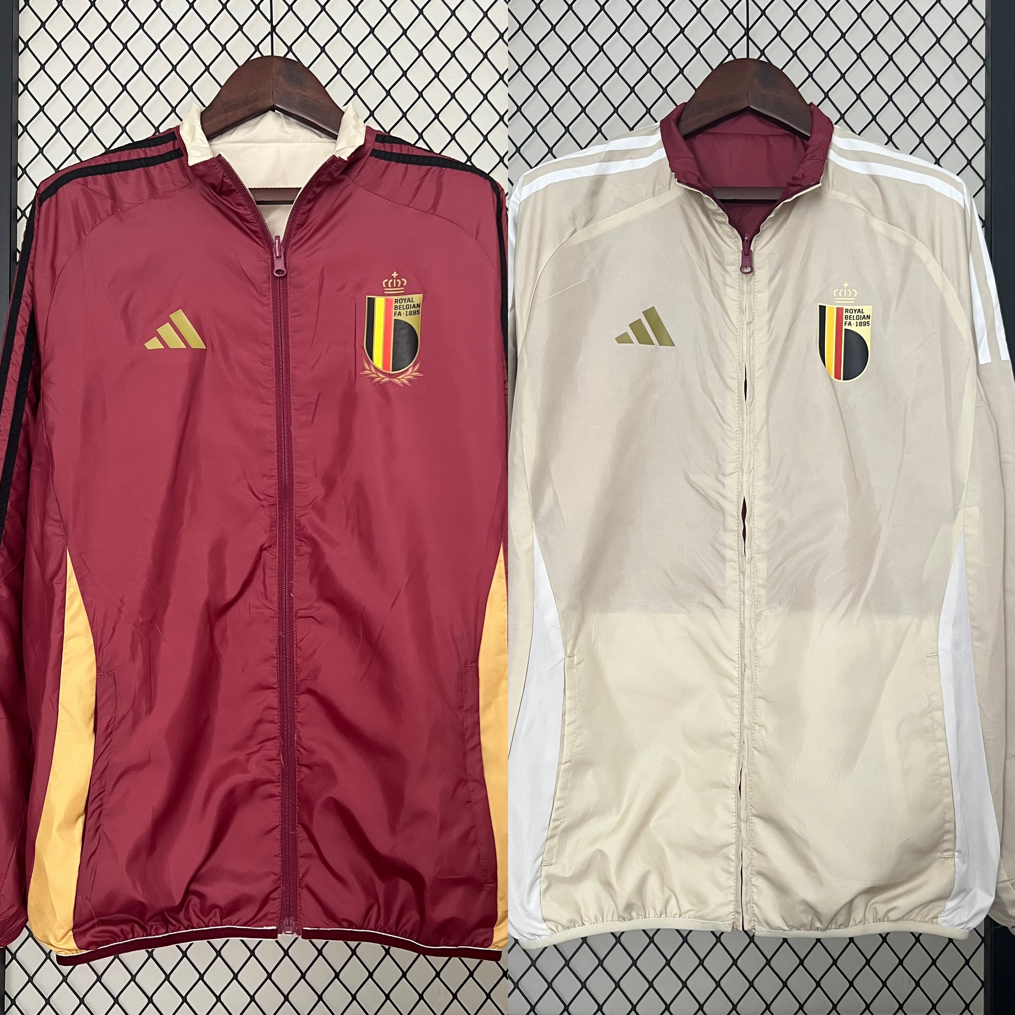 AlphaJersey-Belgium 2024 Double Sided Reversible Windbreaker - Red & Yellow