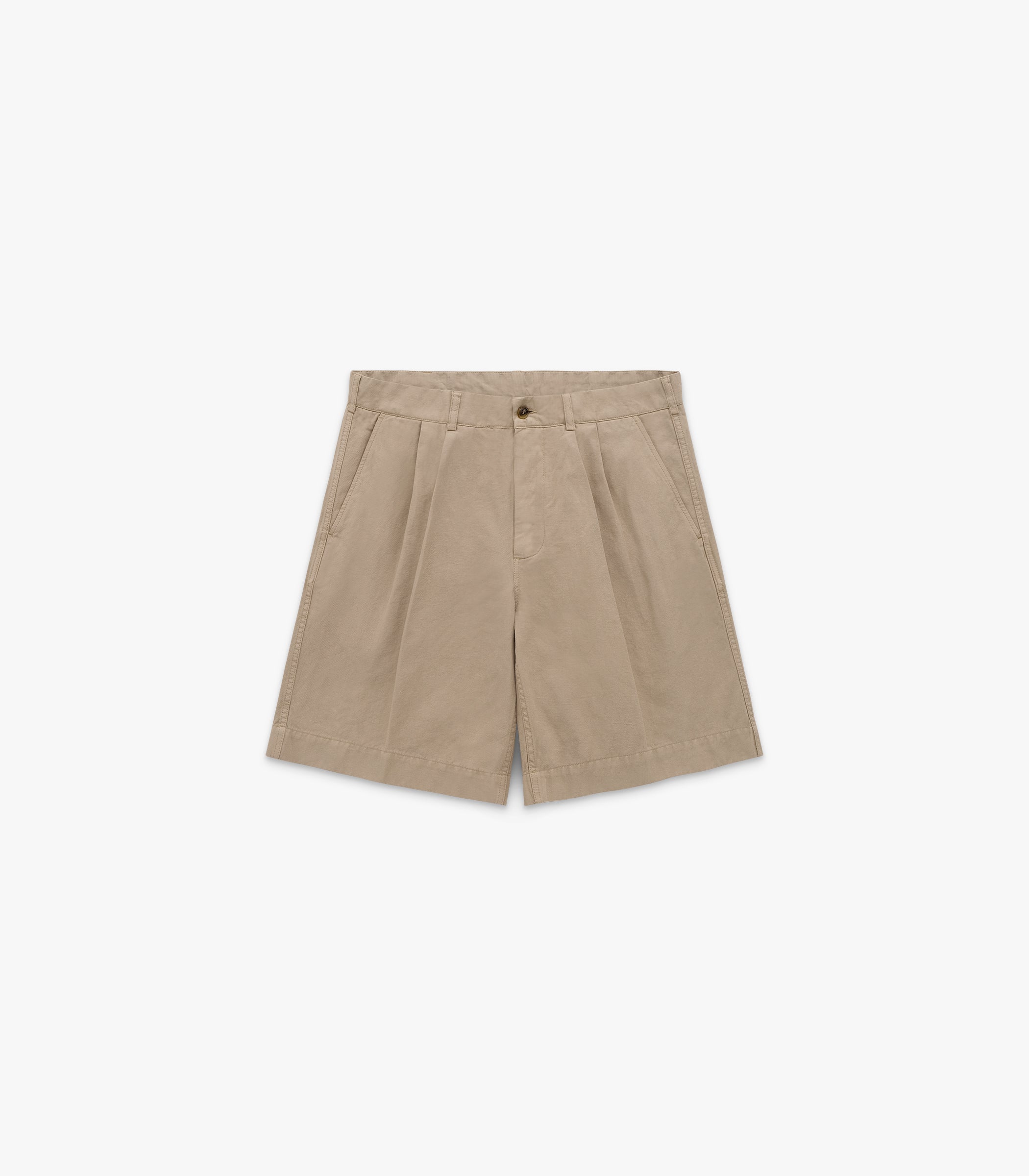 Canal Pleated Twill Cotton & Linen Short | Modern Menswear by yycbvcnbmmnbm