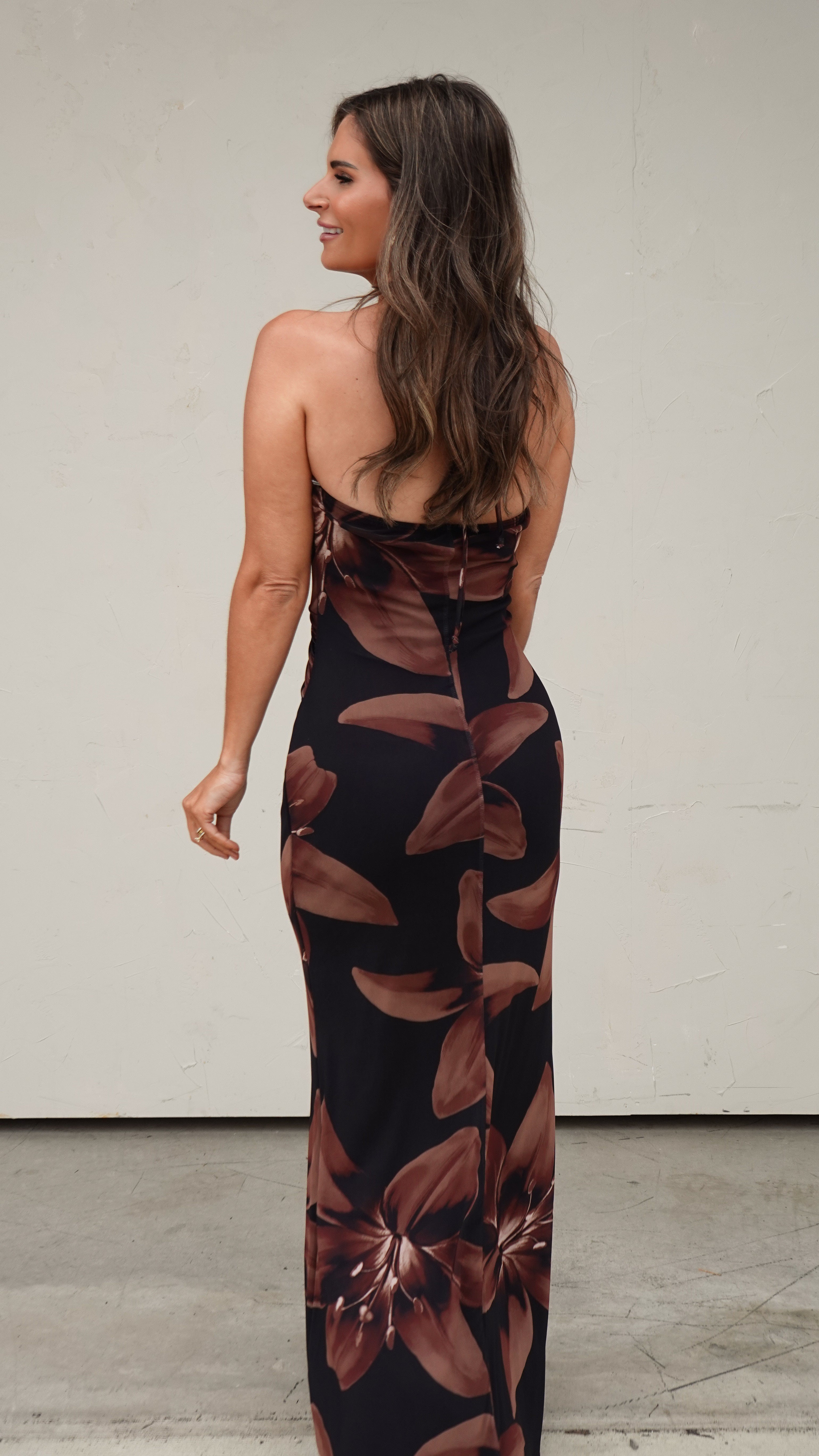 Black/Brown Mesh Halter Maxi Dress | Elegant Women's Fashion by coolavocek