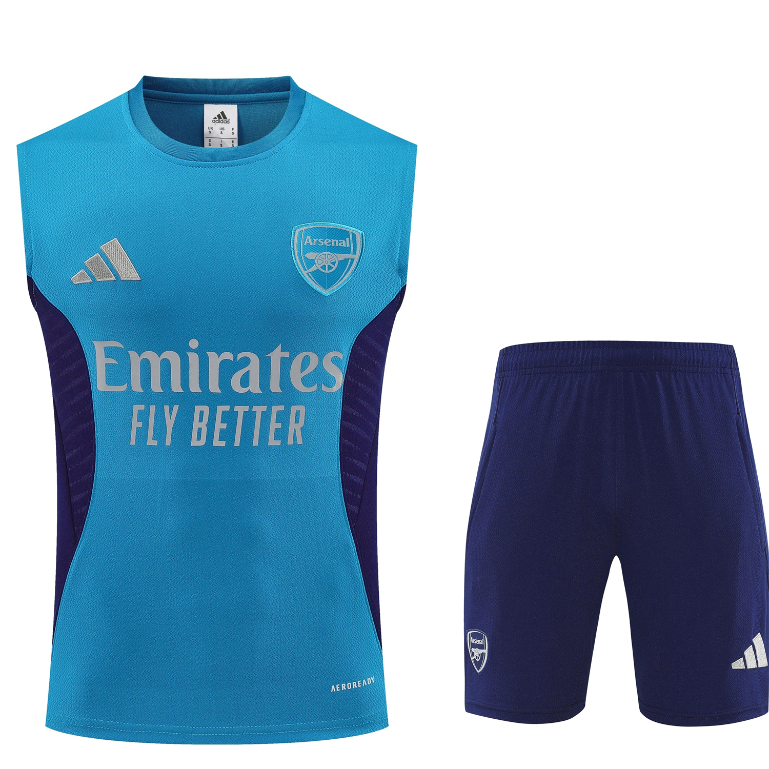 AlphaJersey-Arsenal 25-26 Vest Training Set - Light Blue Top & Royal Blue Shorts
