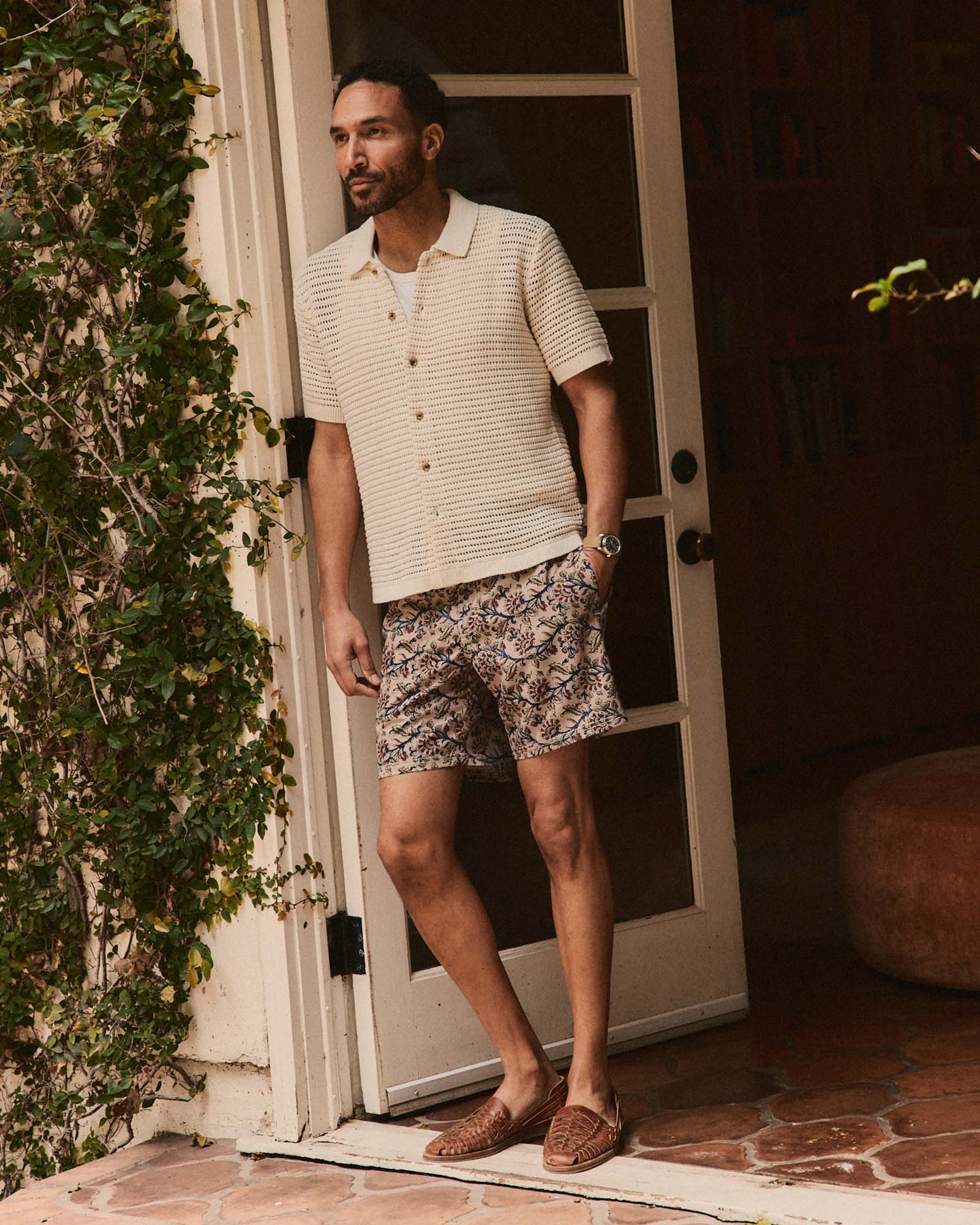 The Monterey Sweater Polo in Vintage White Crochet | Modern Menswear by yycbvcnbmmnbm