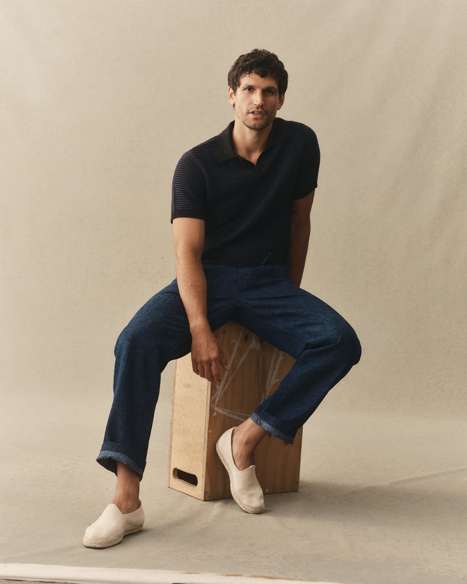 The Valencia Sweater Polo in Coal Stripe | Modern Menswear by yycbvcnbmmnbm