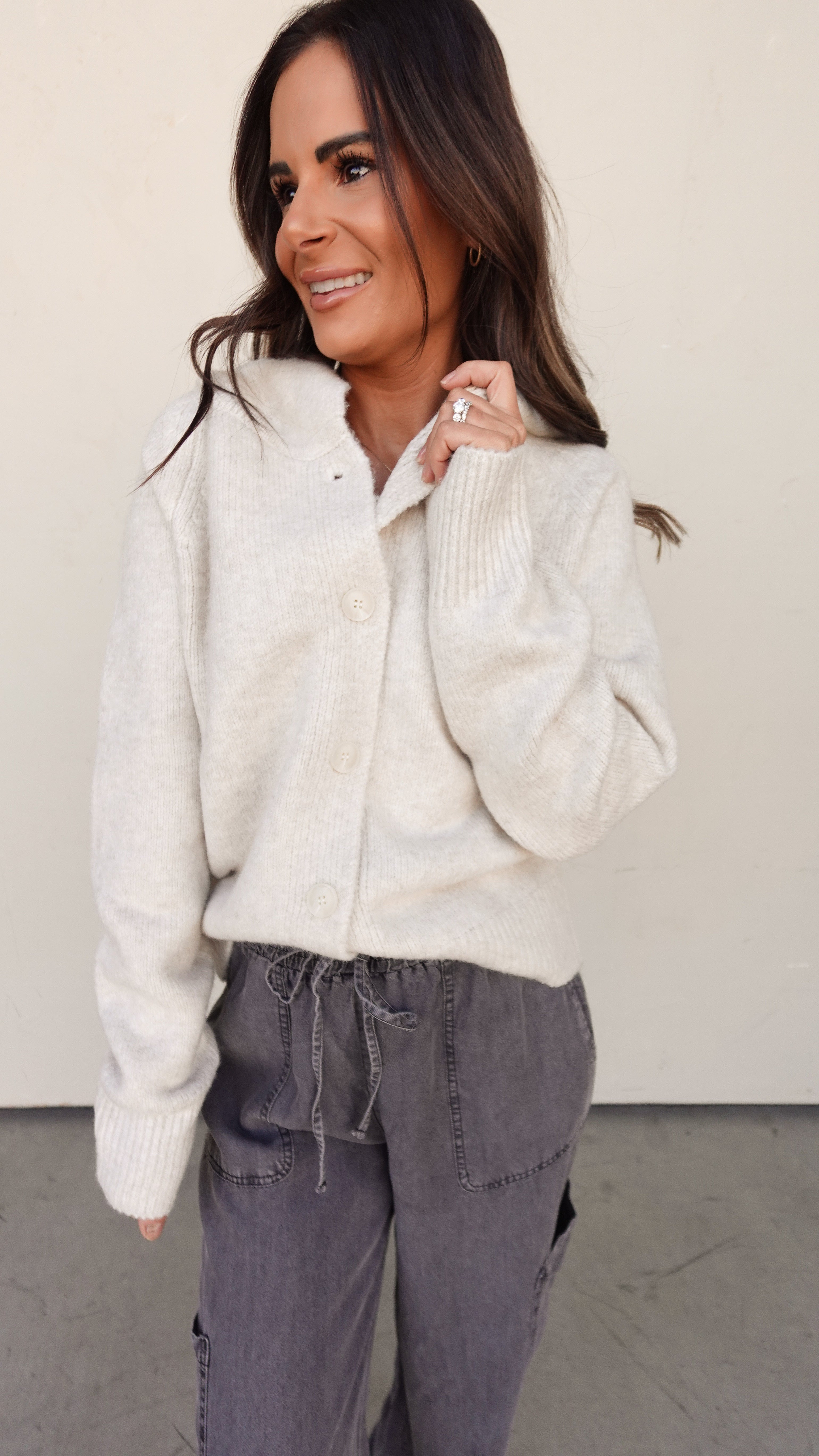 Oatmeal Hooded Cardigan | Elegant Women's Fashion by coolavocek