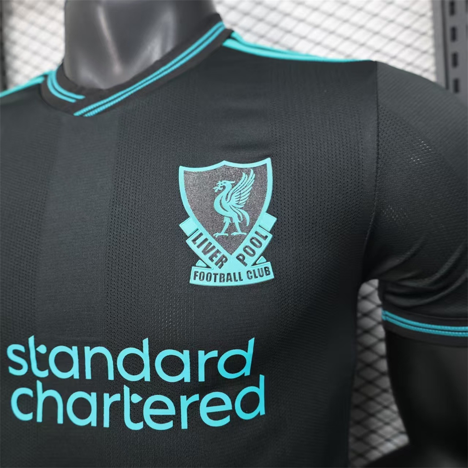 AlphaJersey-Liver.pool 25-26 Black Special Cyan Sponsor Jersey - Player Version