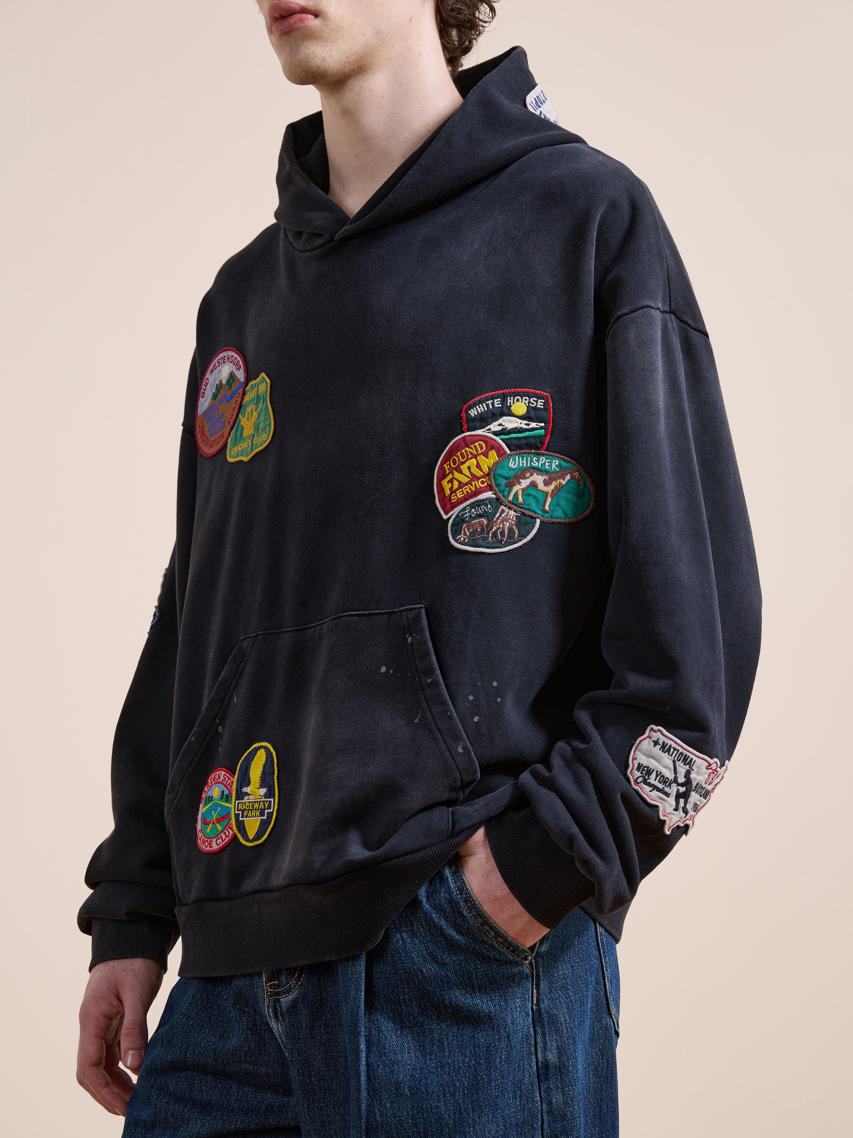 Distressed Patch Hoodie | Modern Menswear by yycbvcnbmmnbm