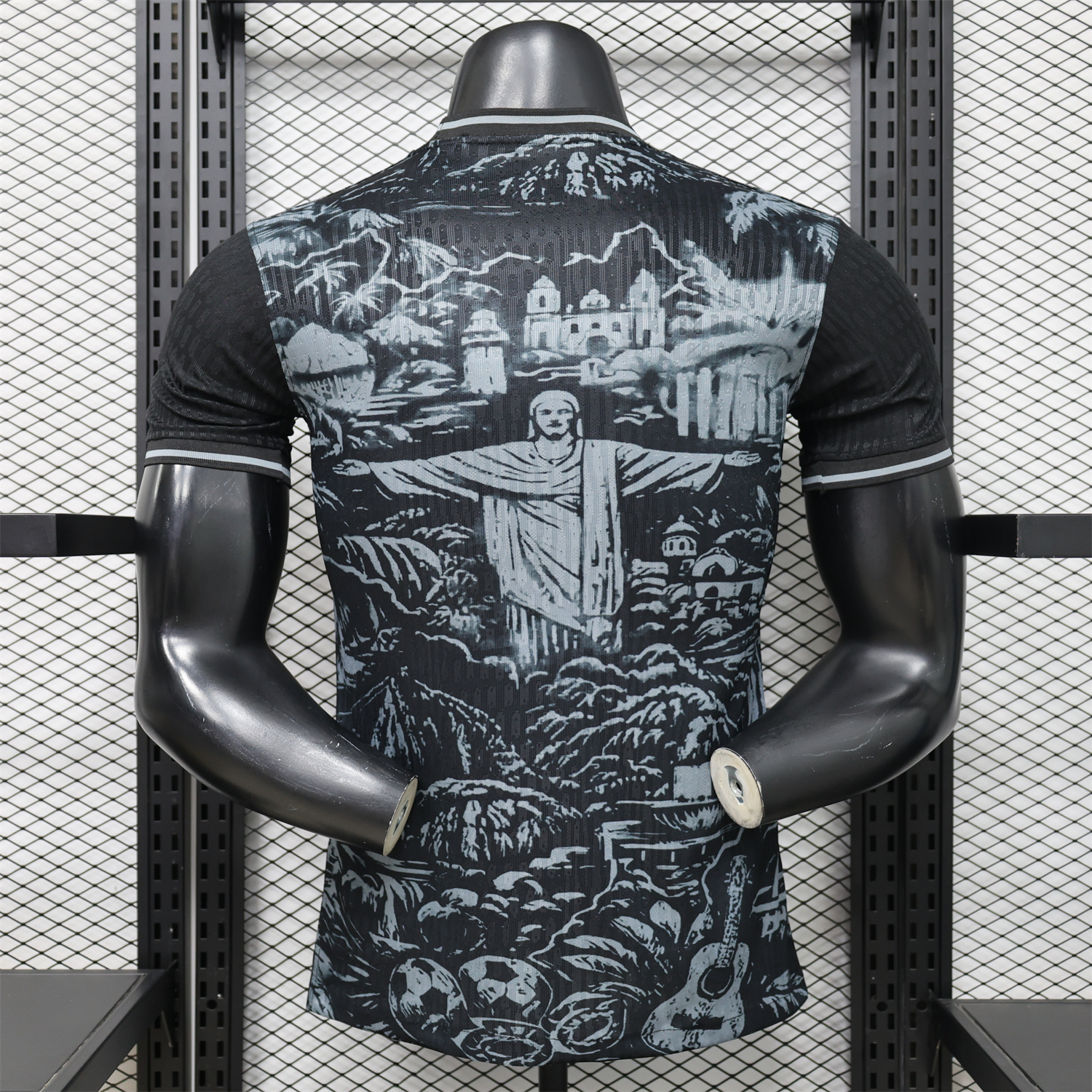AlphaJersey-Brazil 2026 Grey Jesus Black Special Jersey - Player Version