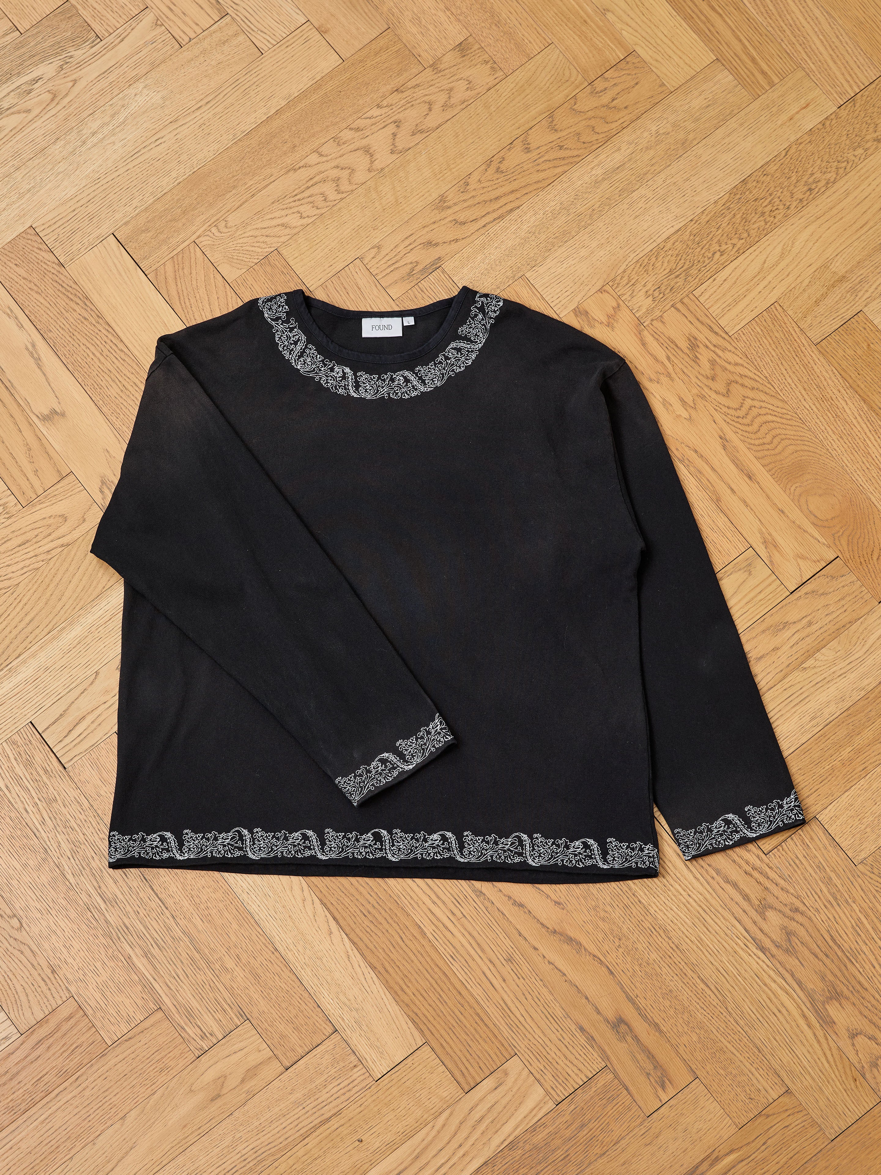 Metallic Long Sleeve Embroidered Tee | Modern Menswear by yycbvcnbmmnbm