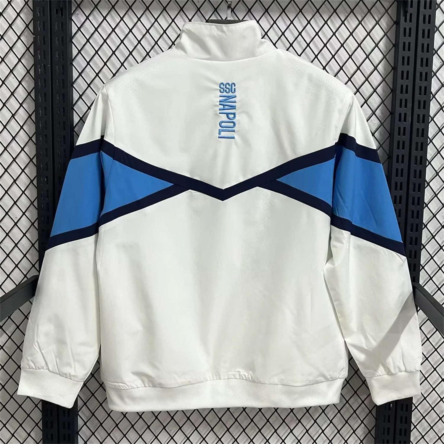 AlphaJersey-Napoli 25-26 Windbreaker Jacket - White And Blue