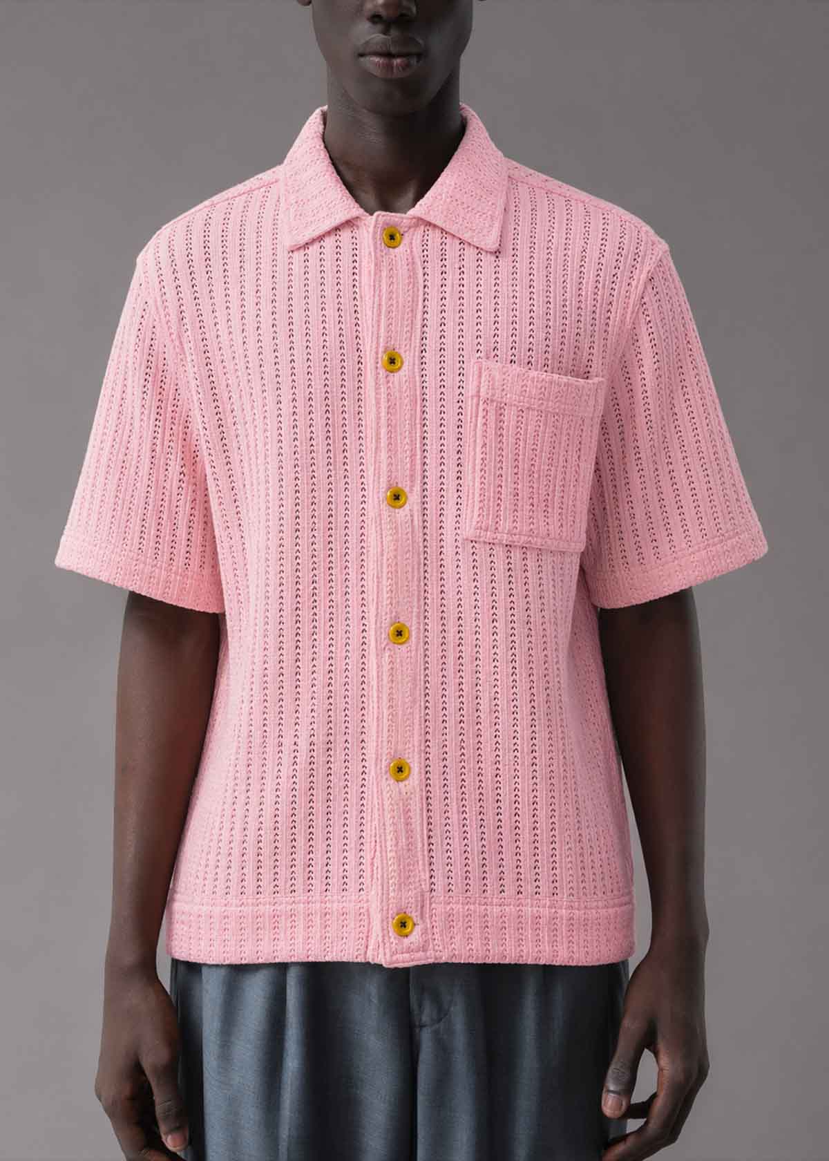 Dusty Pink Knit Shirt | Modern Menswear by yycbvcnbmmnbm