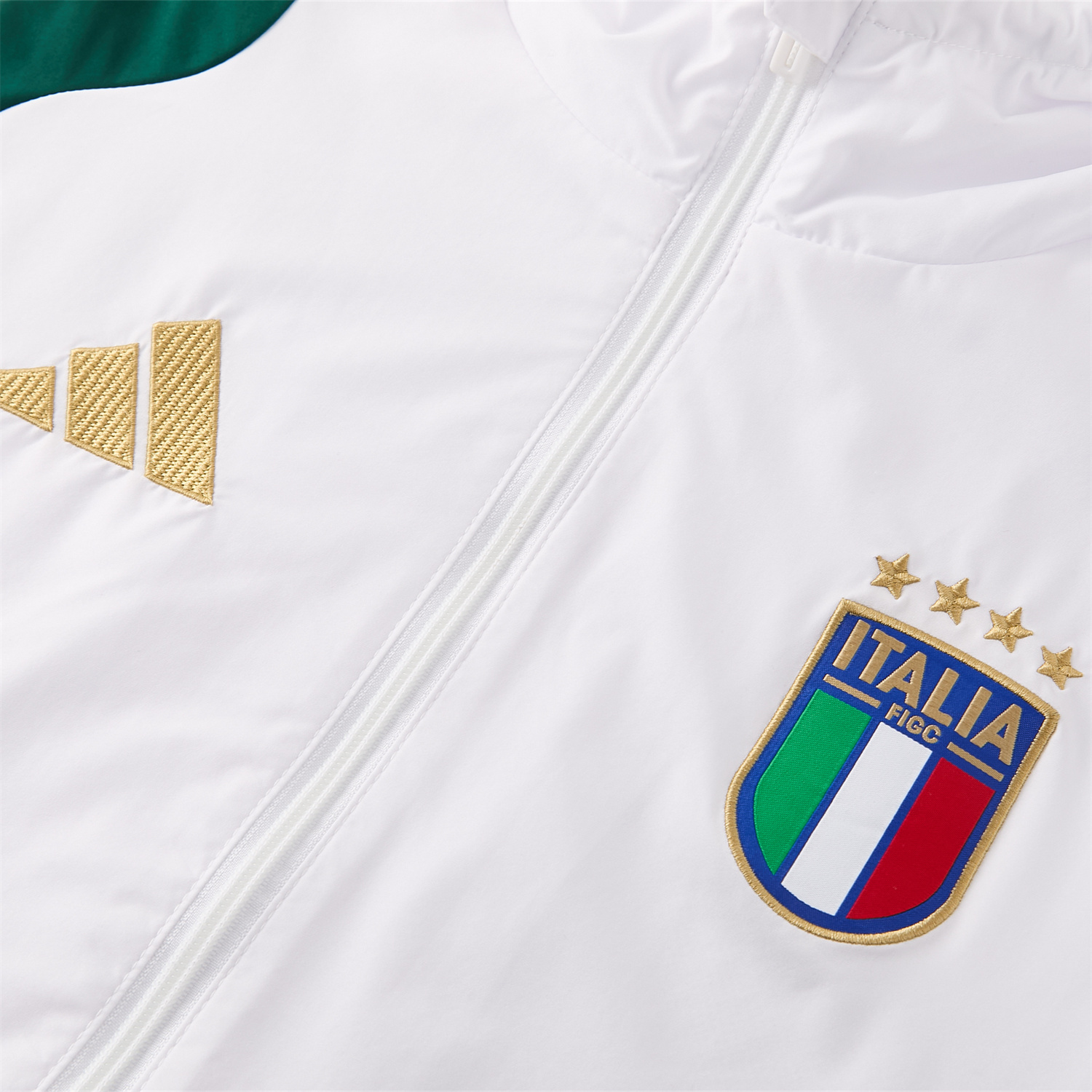 AlphaJersey-Italy 2026 Hooded Windbreaker Training Set - White Top & Green Pants