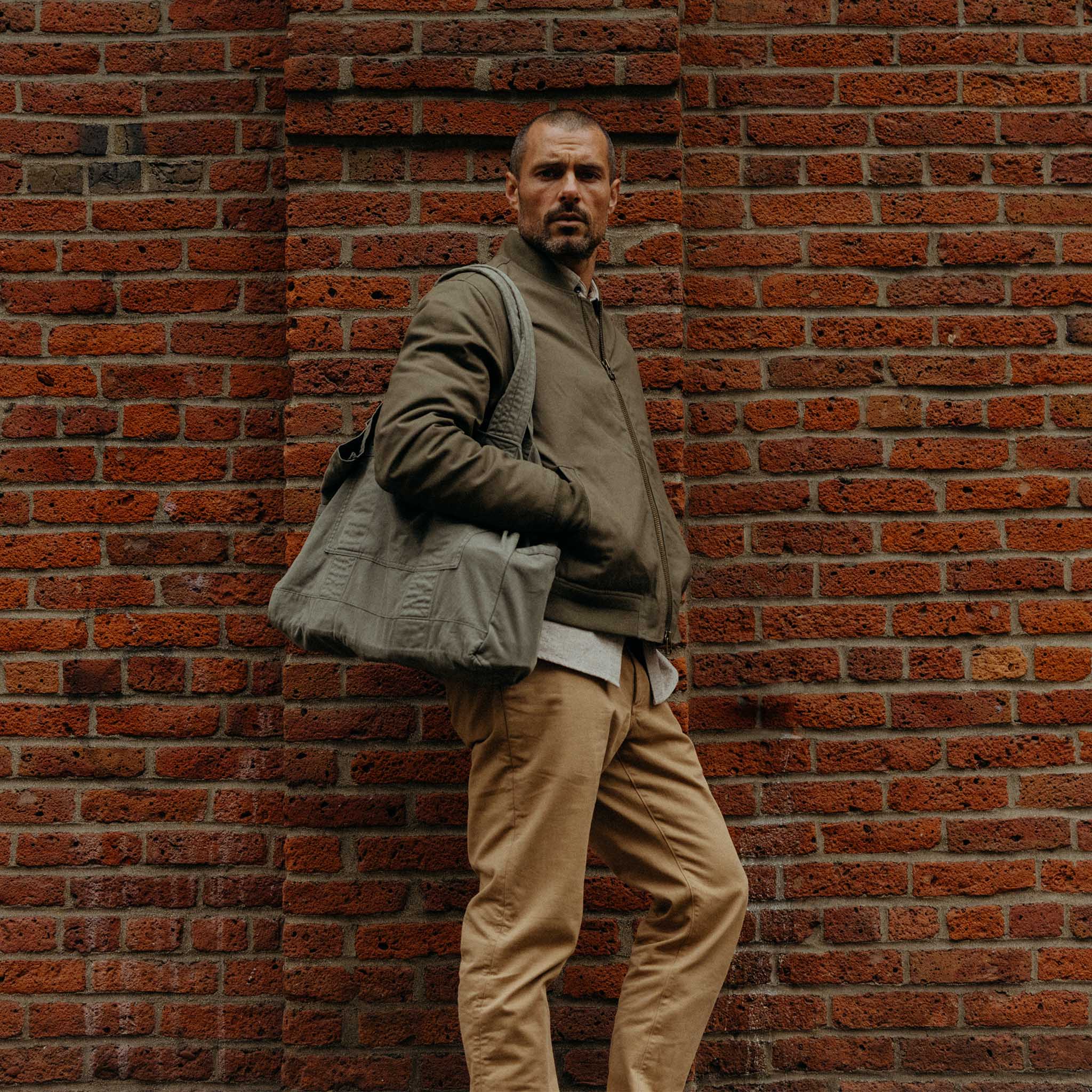 The Foundation Tote in Organic Smoked Olive | Modern Menswear by yycbvcnbmmnbm