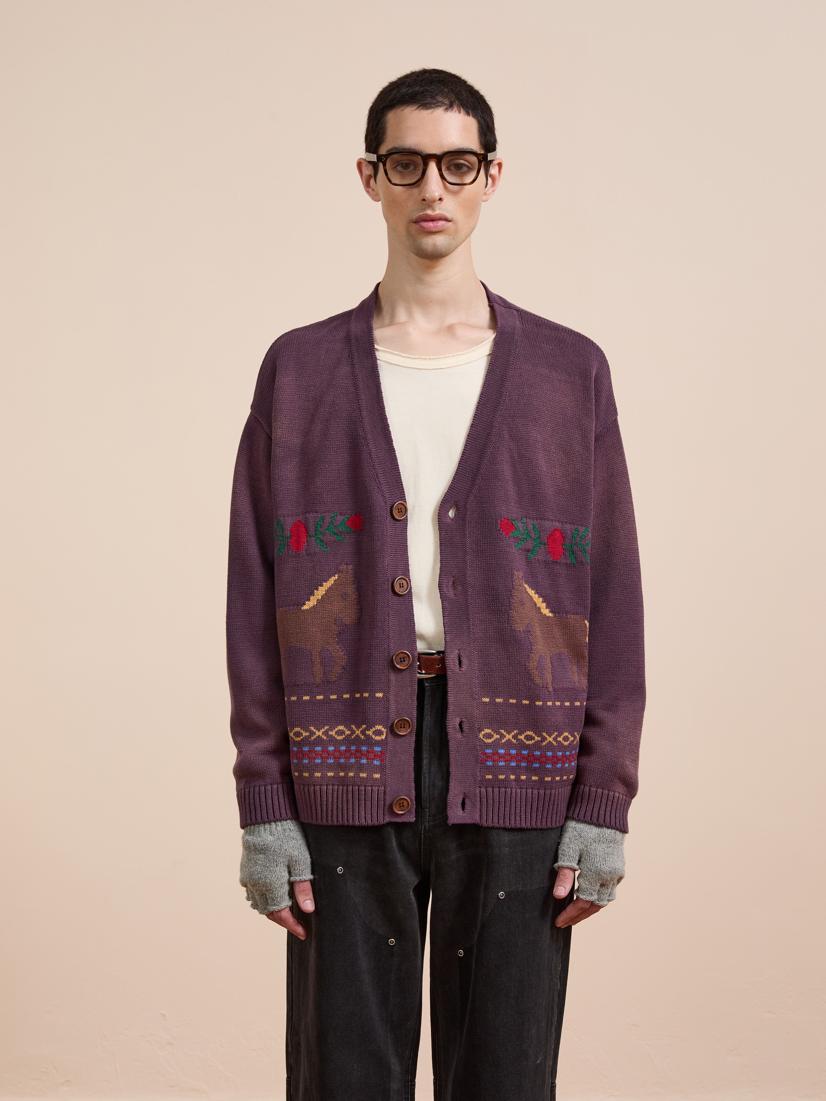Horse Jacquard Cardigan | Modern Menswear by yycbvcnbmmnbm