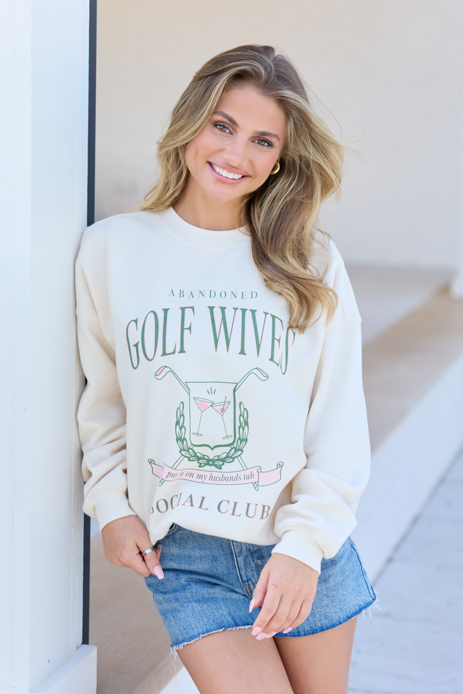 Golf Wives Cream Graphic Sweatshirt DOORBUSTER | Elegant Women's Fashion by coolavocek