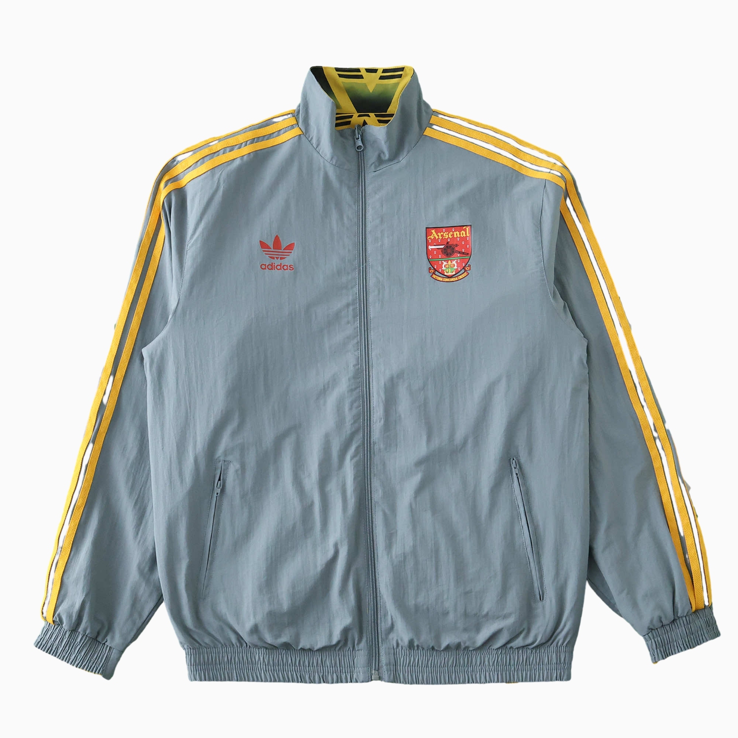 AlphaJersey-Retro Arsenal 1991-93 Away Double Sided Reversible Windbreaker - Yellow & Grey