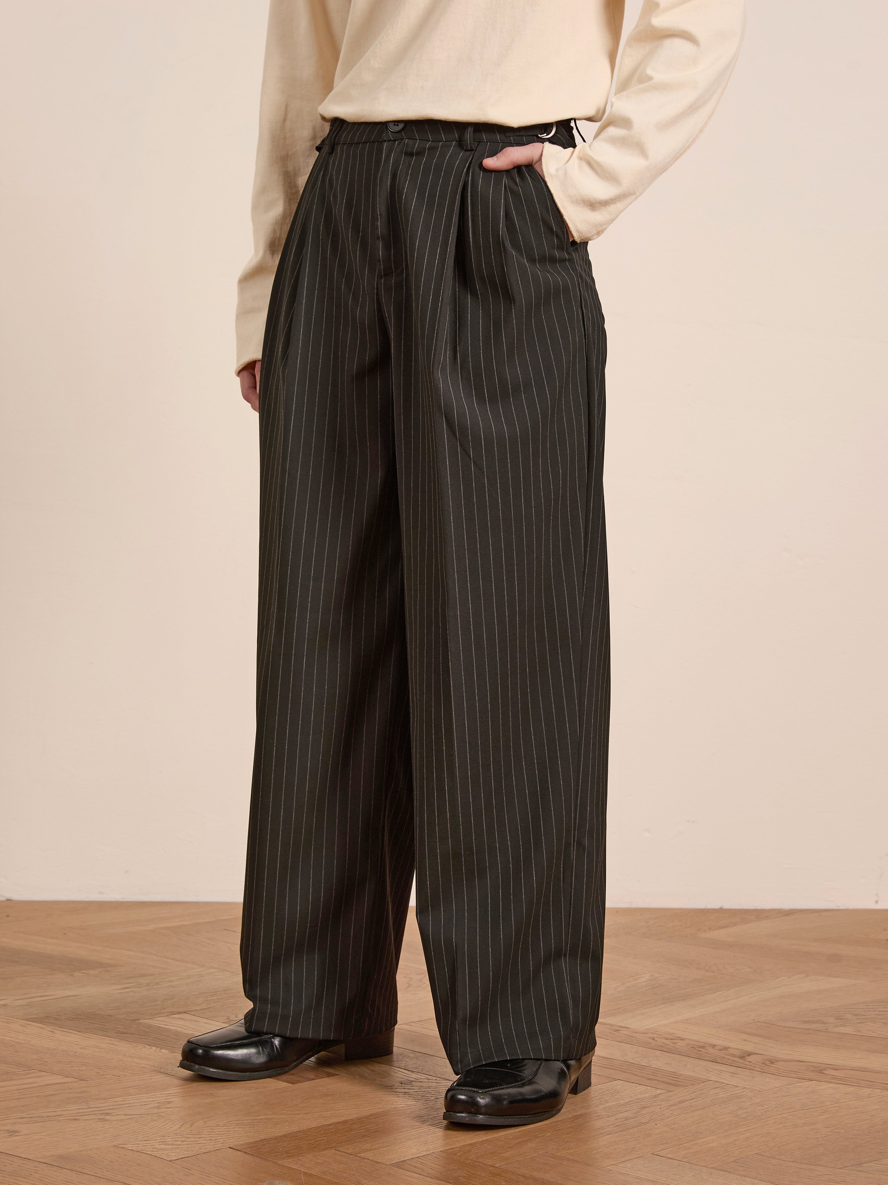 Pinstripe Pleated Trousers | Modern Menswear by yycbvcnbmmnbm