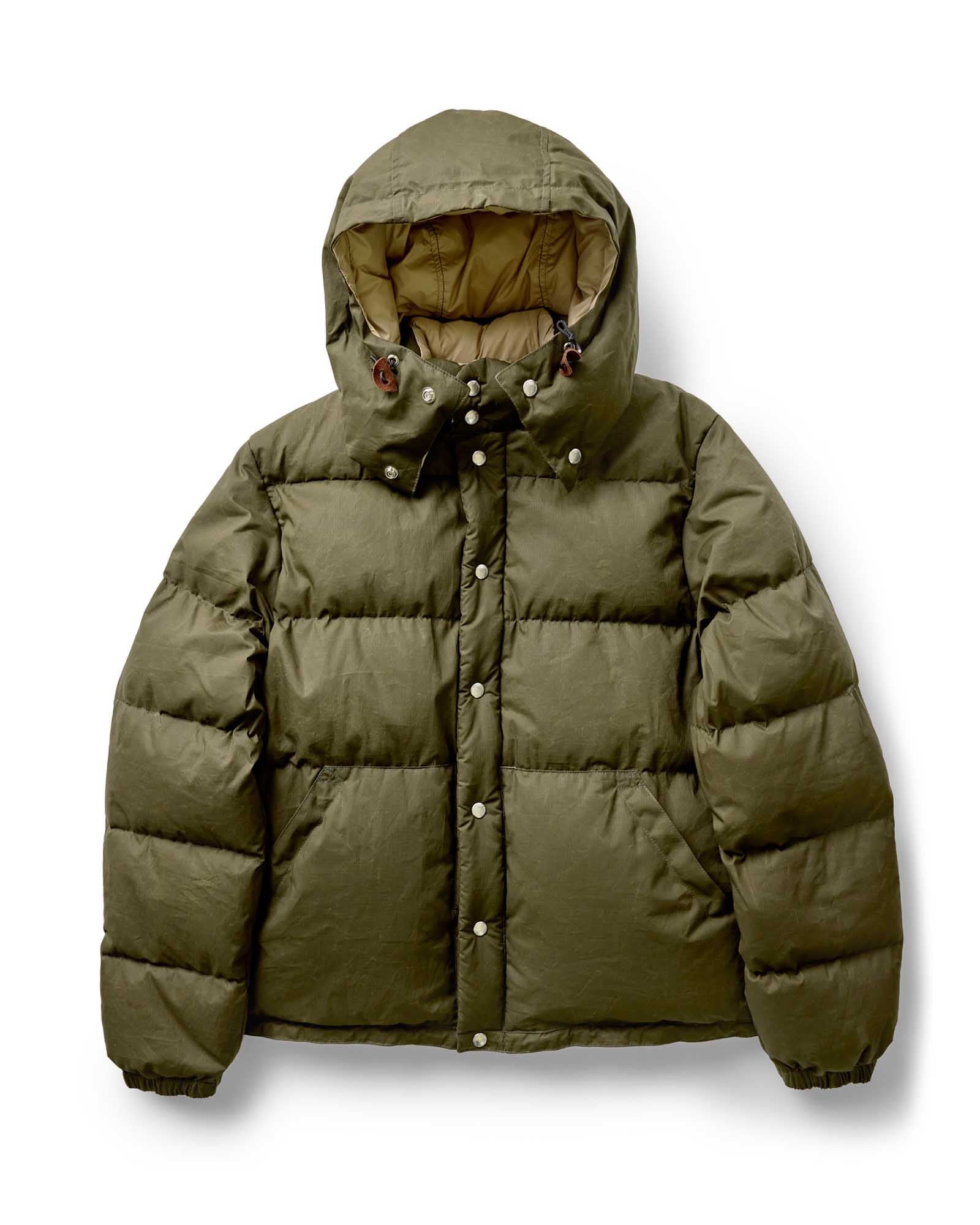 The Down Sweater in Olive Waxed Ripstop | Modern Menswear by yycbvcnbmmnbm