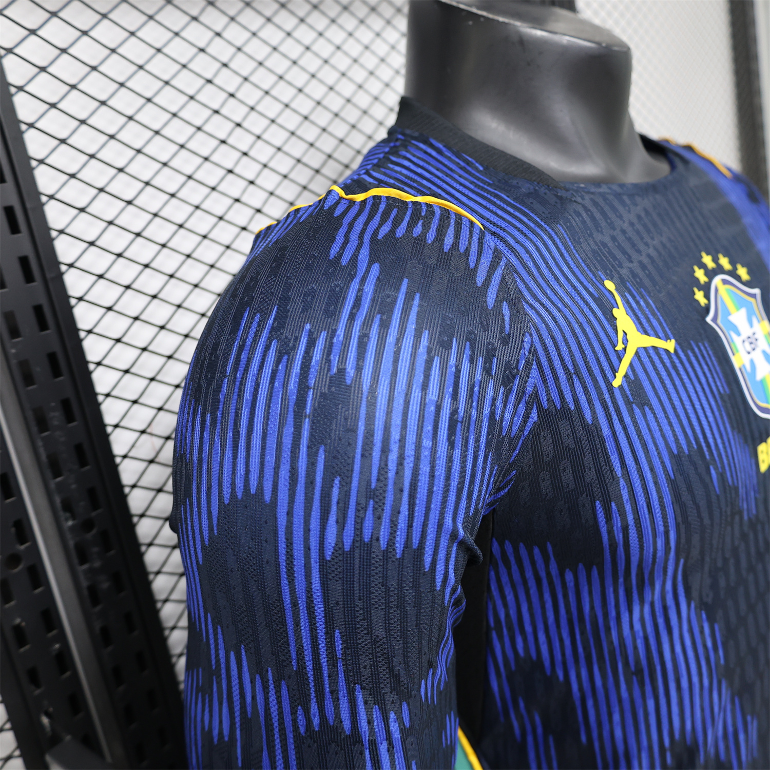 AlphaJersey-Brazil 2026 Away Blue Long Sleeves Jersey - Player Version