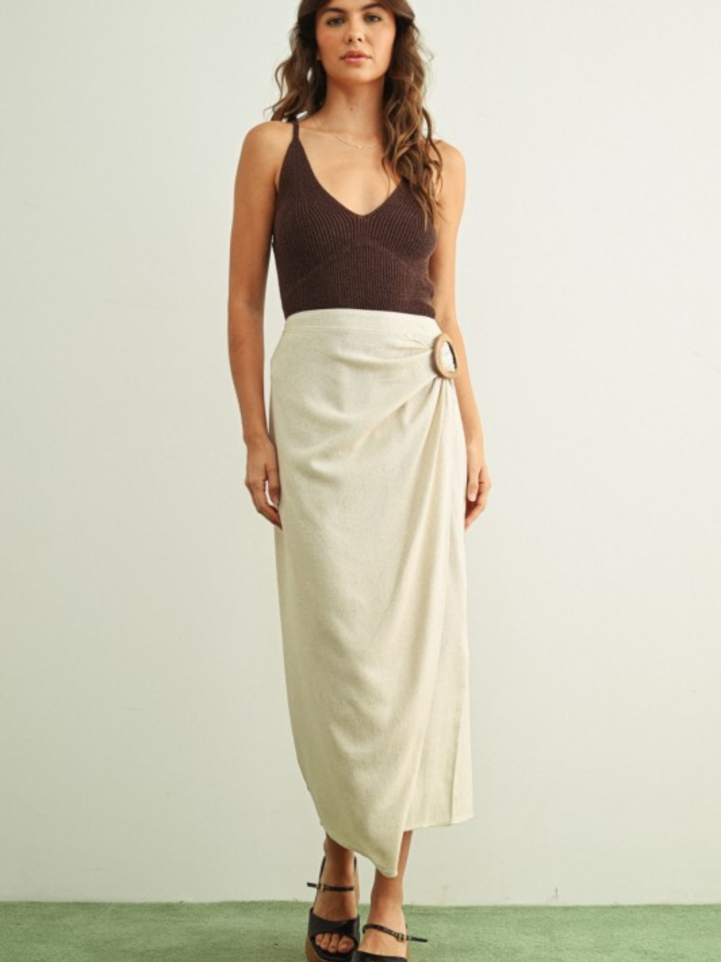 Linen Wrap Maxi Skirt | Elegant Women's Fashion by coolavocek