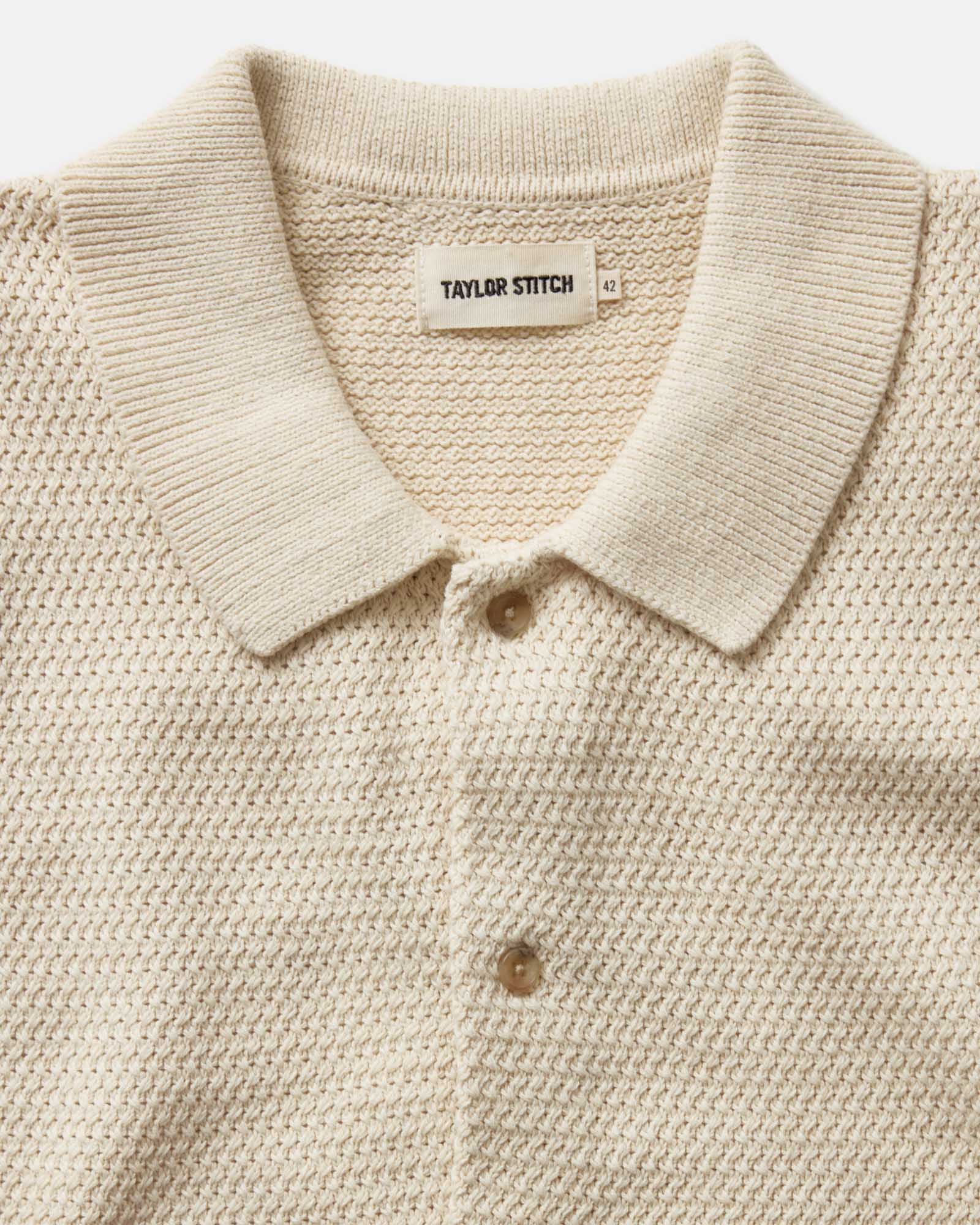 The Button Down Polo in Heather Oat Crochet | Modern Menswear by yycbvcnbmmnbm