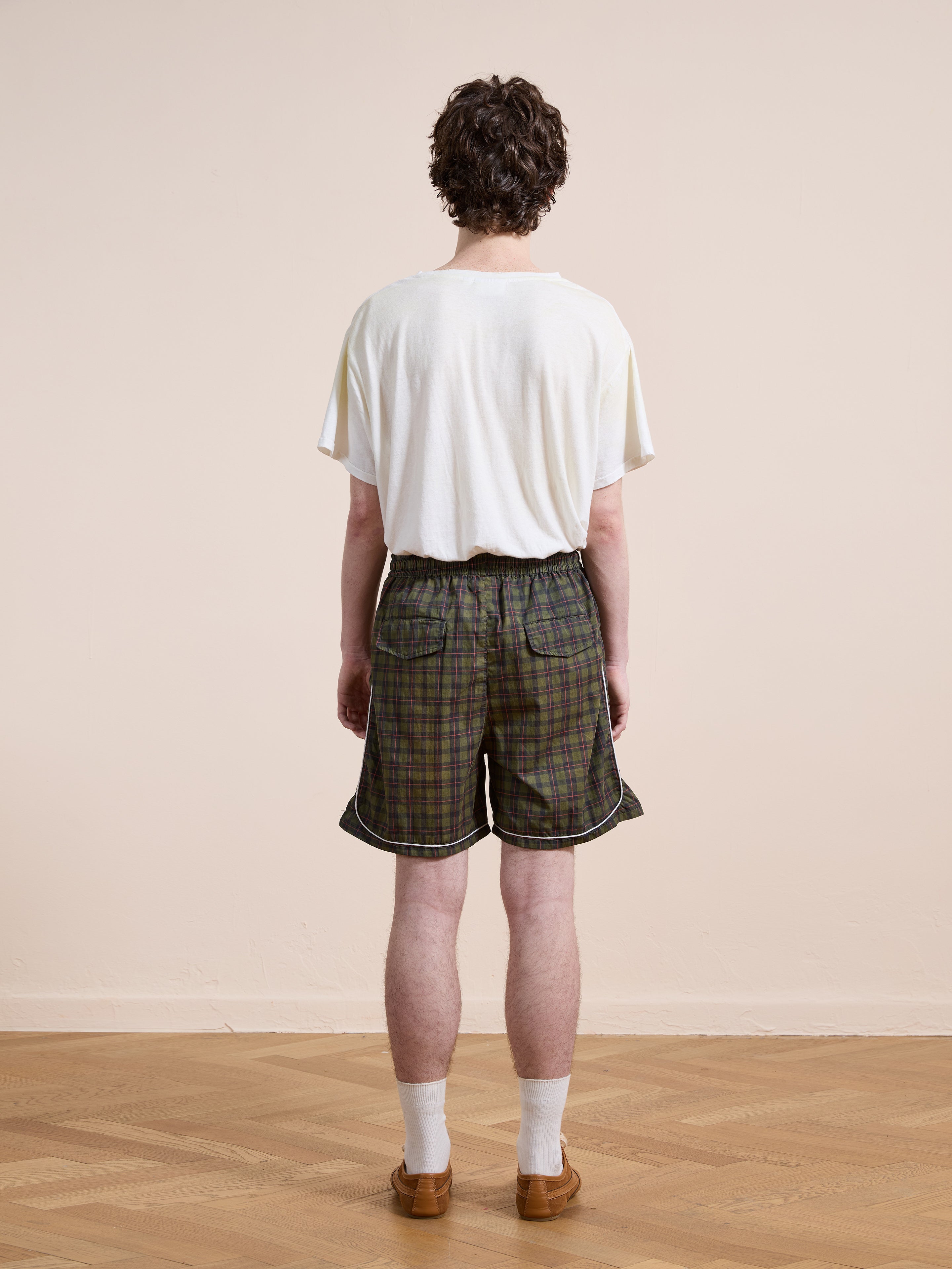 Forest Plaid Track Shorts | Modern Menswear by yycbvcnbmmnbm