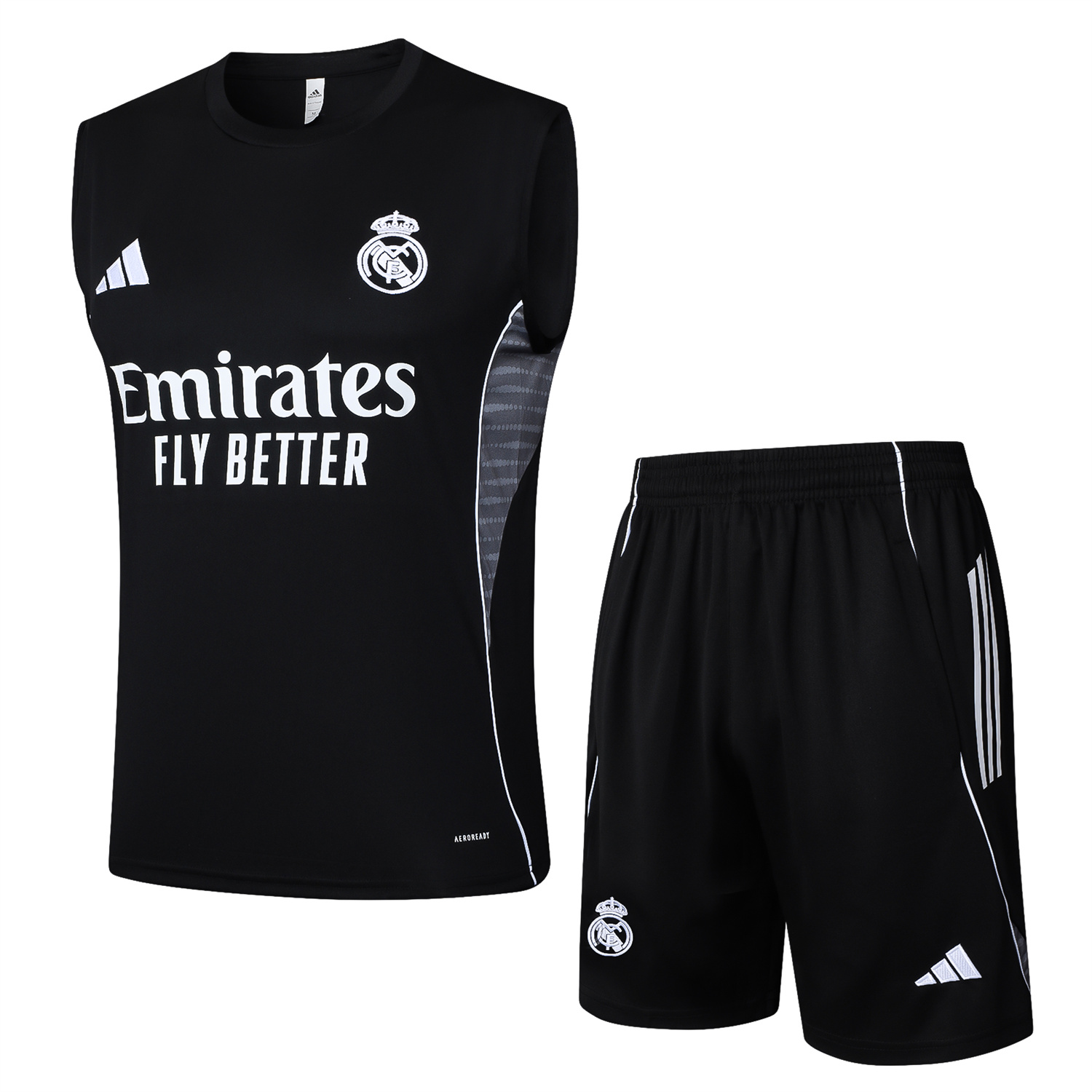 AlphaJersey-Real Madrid 25-26 Vest Training Set - Black Vest and Black Shorts