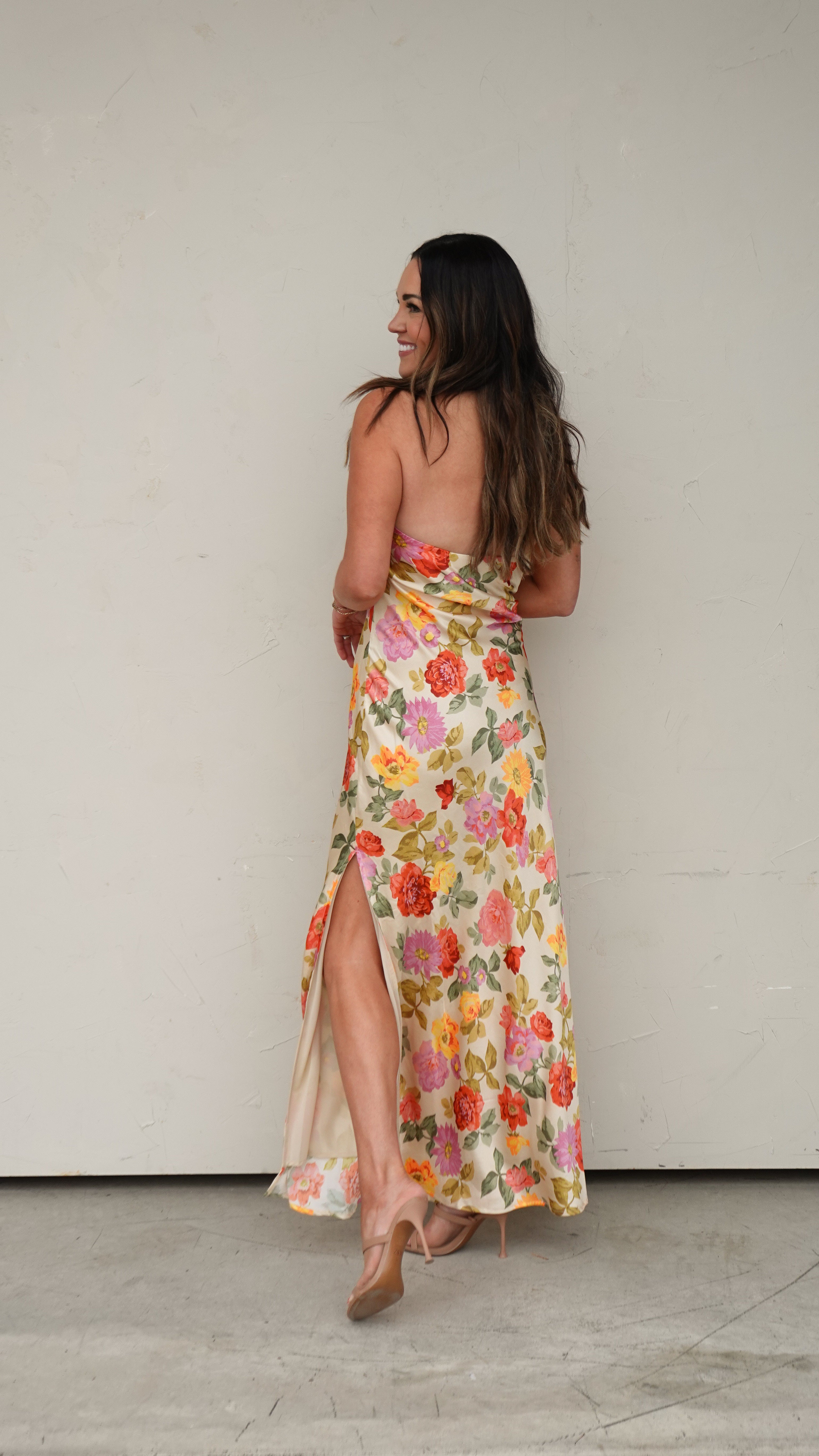 Floral Satin Strapless Maxi Dress | Elegant Women's Fashion by coolavocek