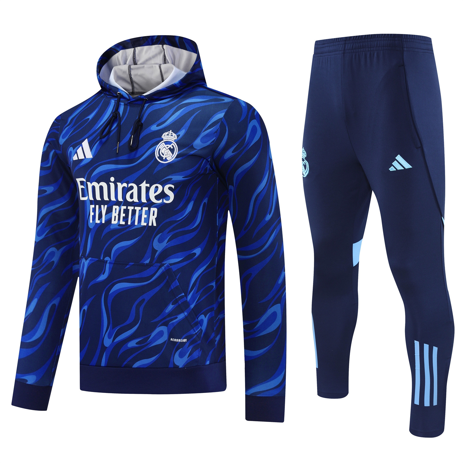 AlphaJersey-Real Madrid 25-26 Training Hoodie Set - Blue Hoodie and Deep Blue Pants