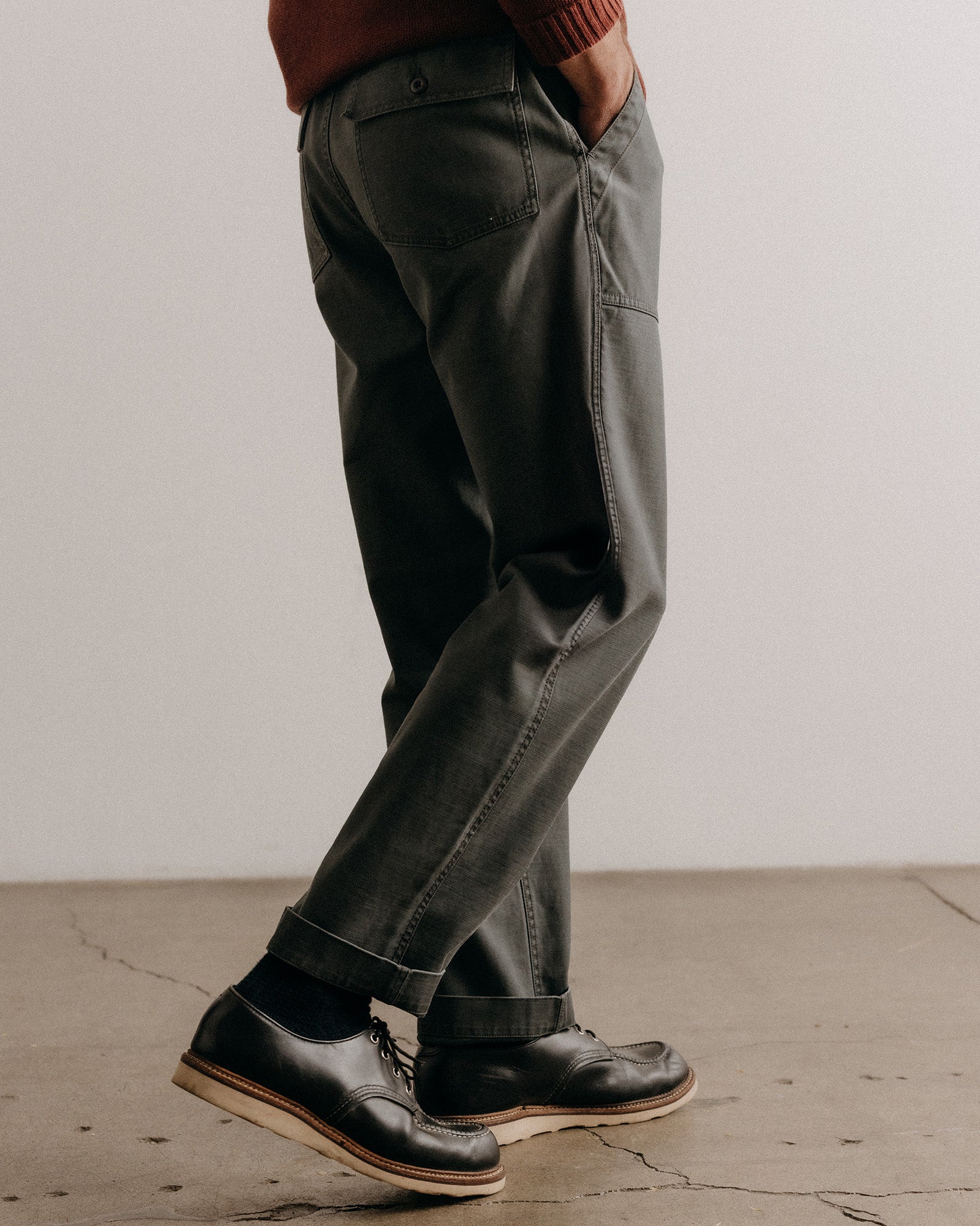 The Surplus Pant in Faded Black Reverse Sateen | Modern Menswear by yycbvcnbmmnbm