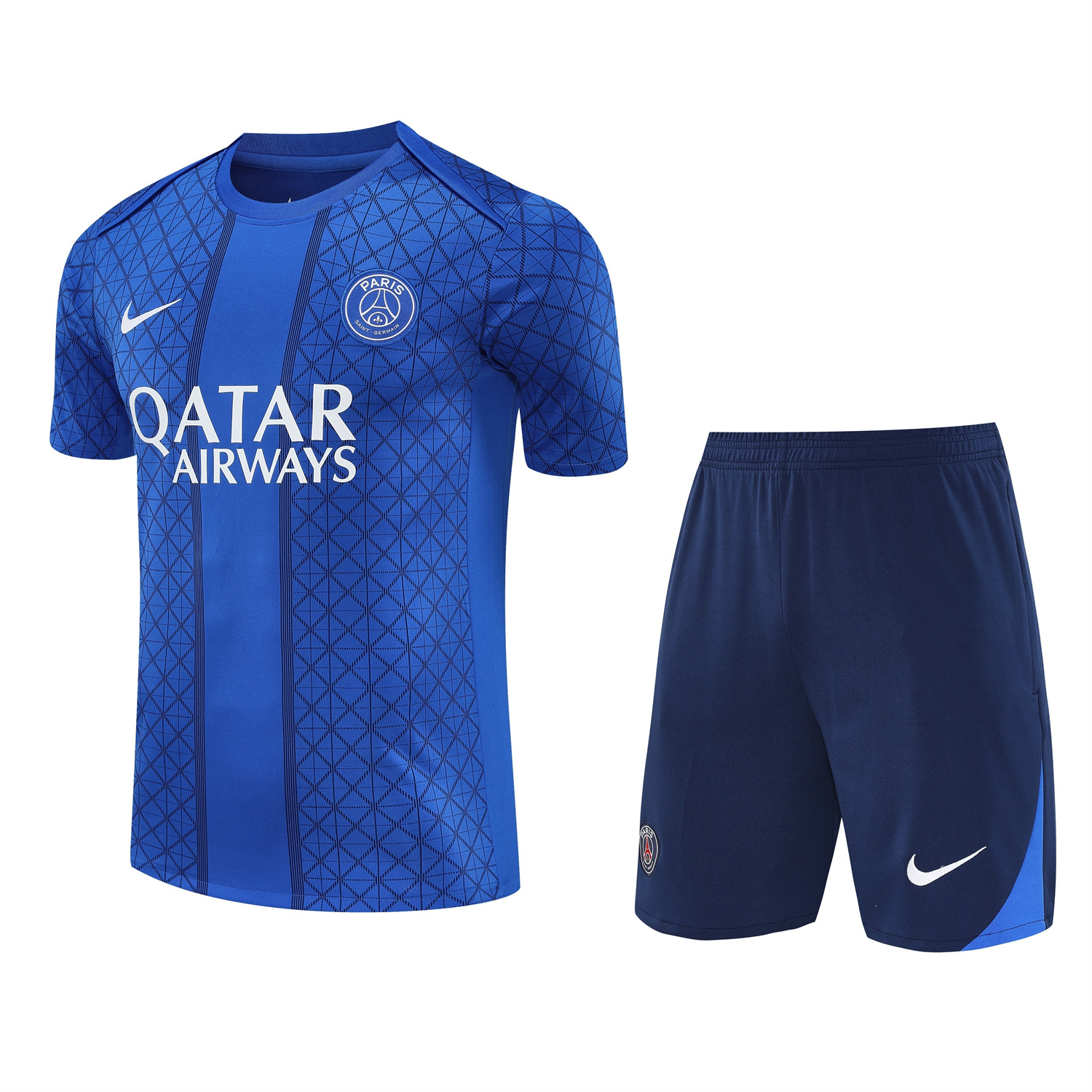 AlphaJersey-Paris Saint-Germain PSG 25-26 Short-Sleeve Training Set - Blue Top & Deep Blue Shorts