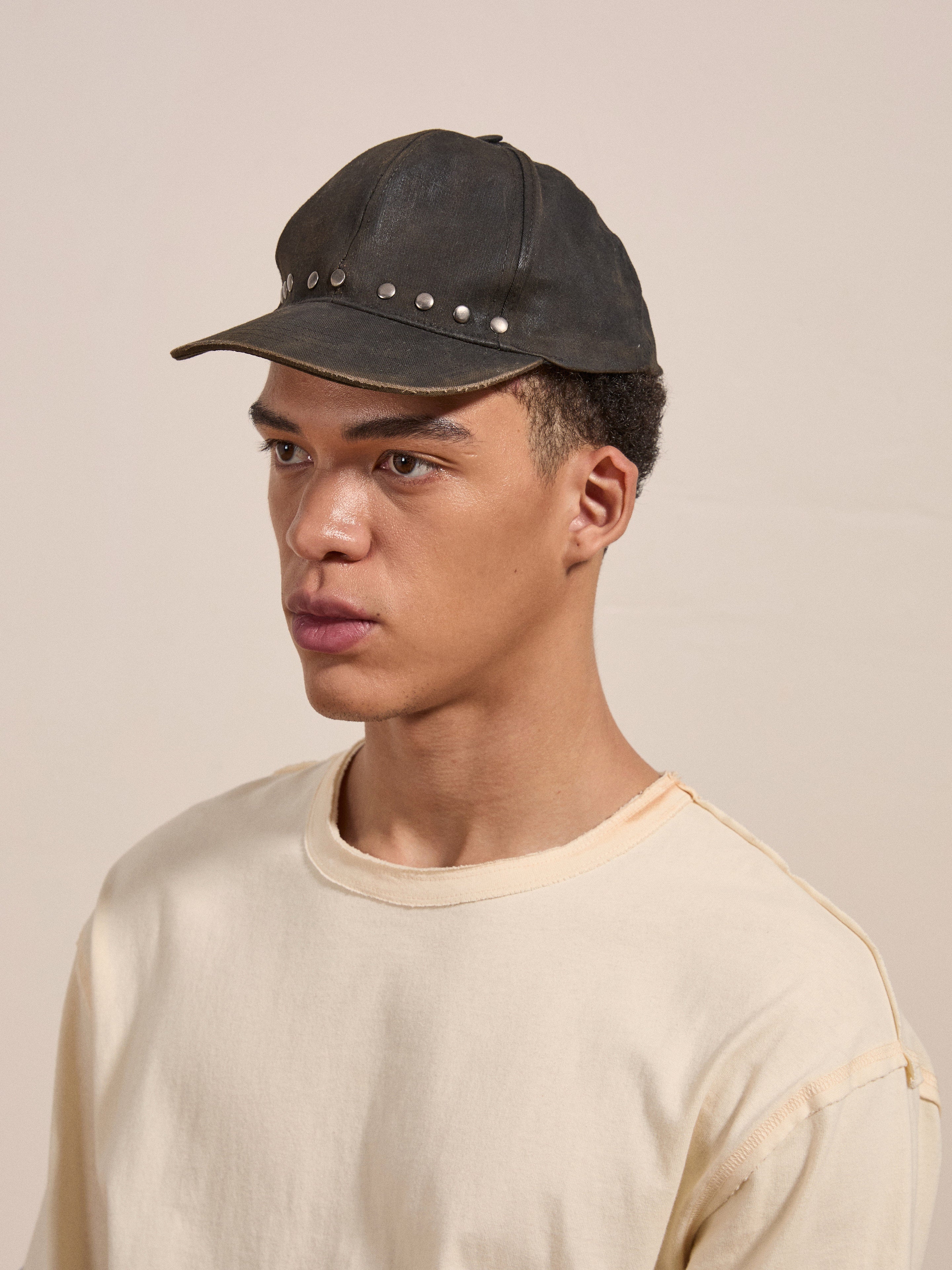 Waxed Charcoal Studded Cap | Modern Menswear by yycbvcnbmmnbm